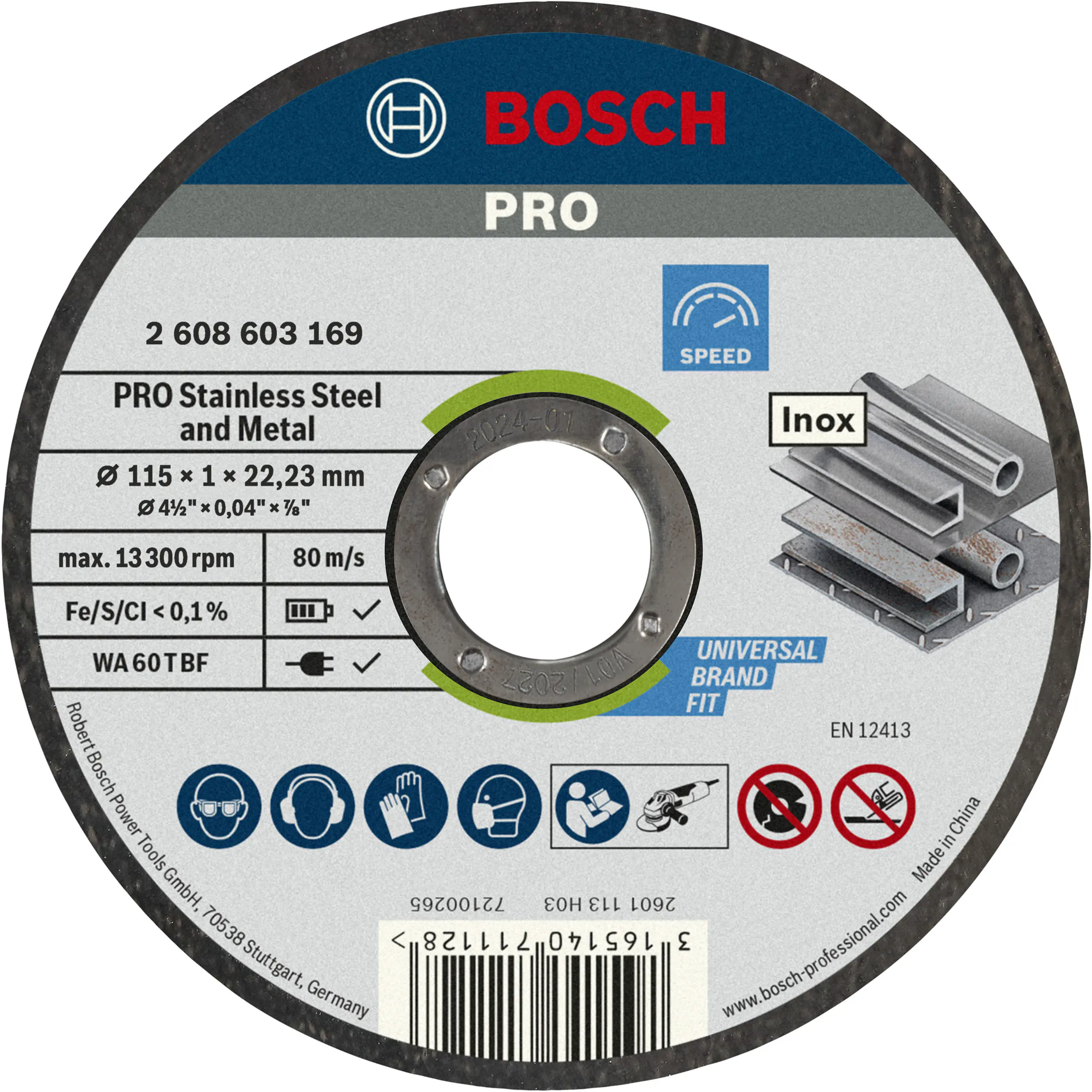 Bosch PRO Trennscheibe Stainless Steel and Metal 115 x 22,23 x 1  mm gerade 10-teilig