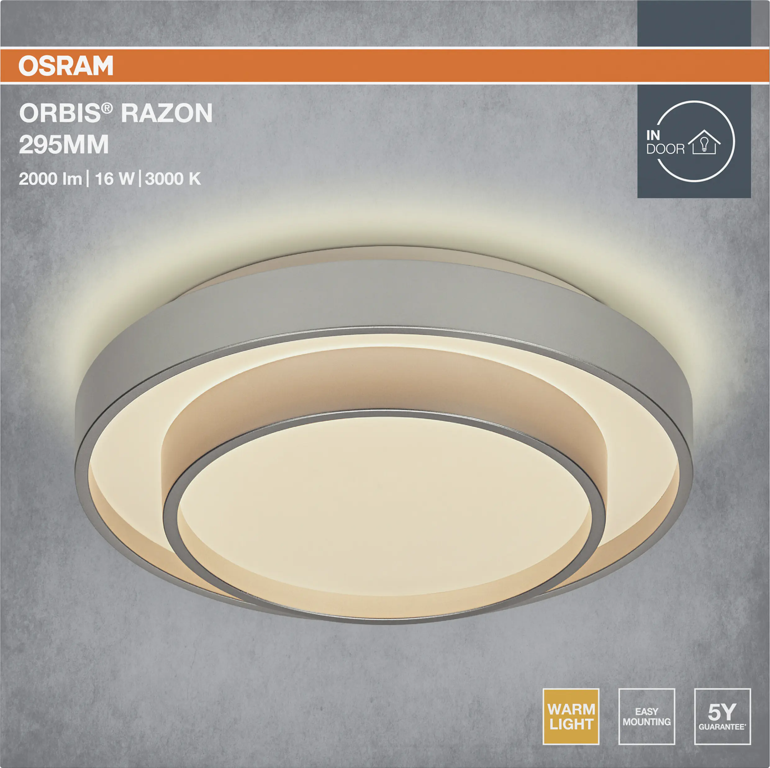 Osram LED-Deckenleuchte Orbis Razon Ø 29,5 cm 16 W silber warmweiß