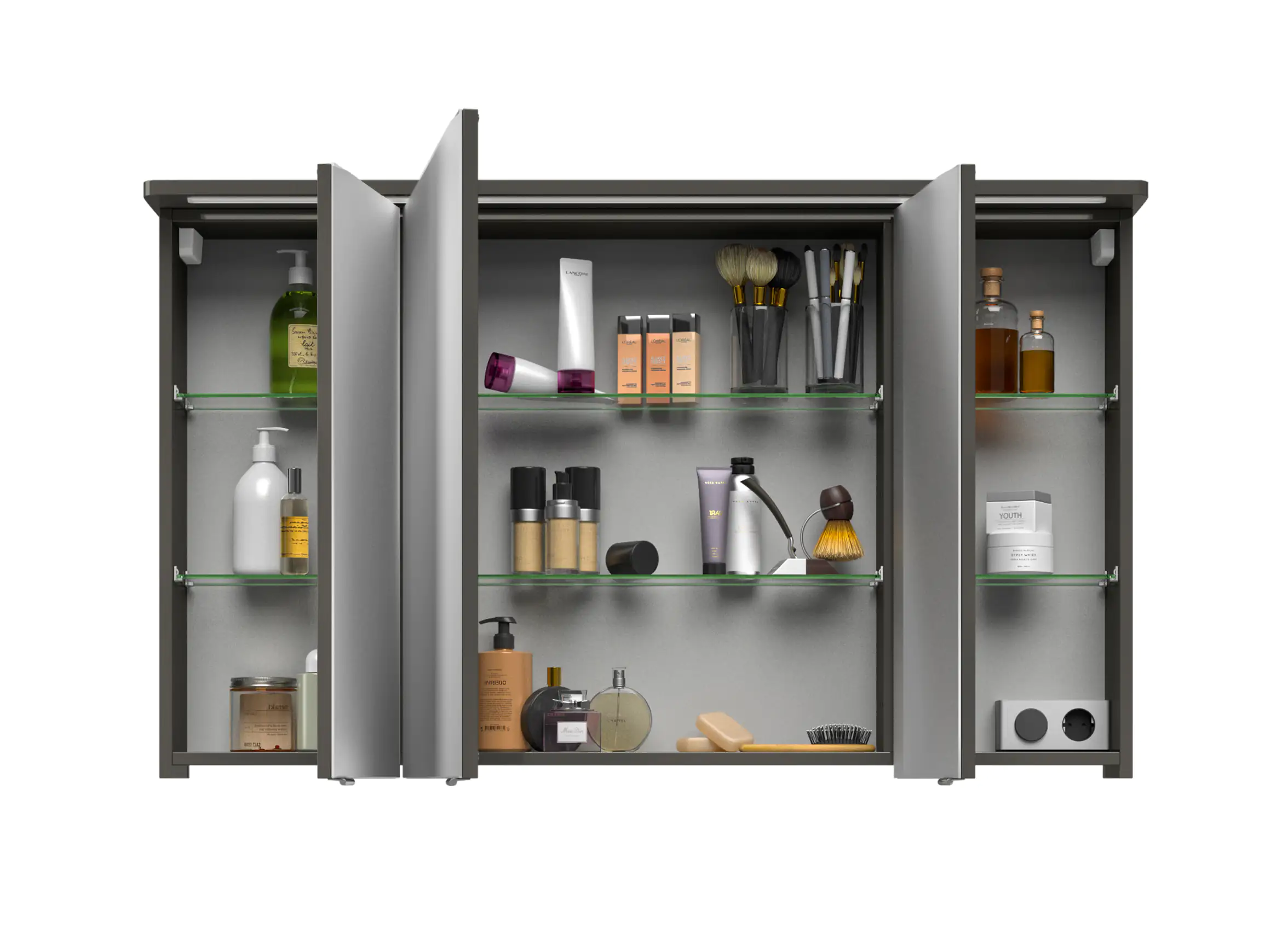 Pelipal Spiegelschrank Fokus 4005 Lack steingrau Hochglanz, Breite 120 cm