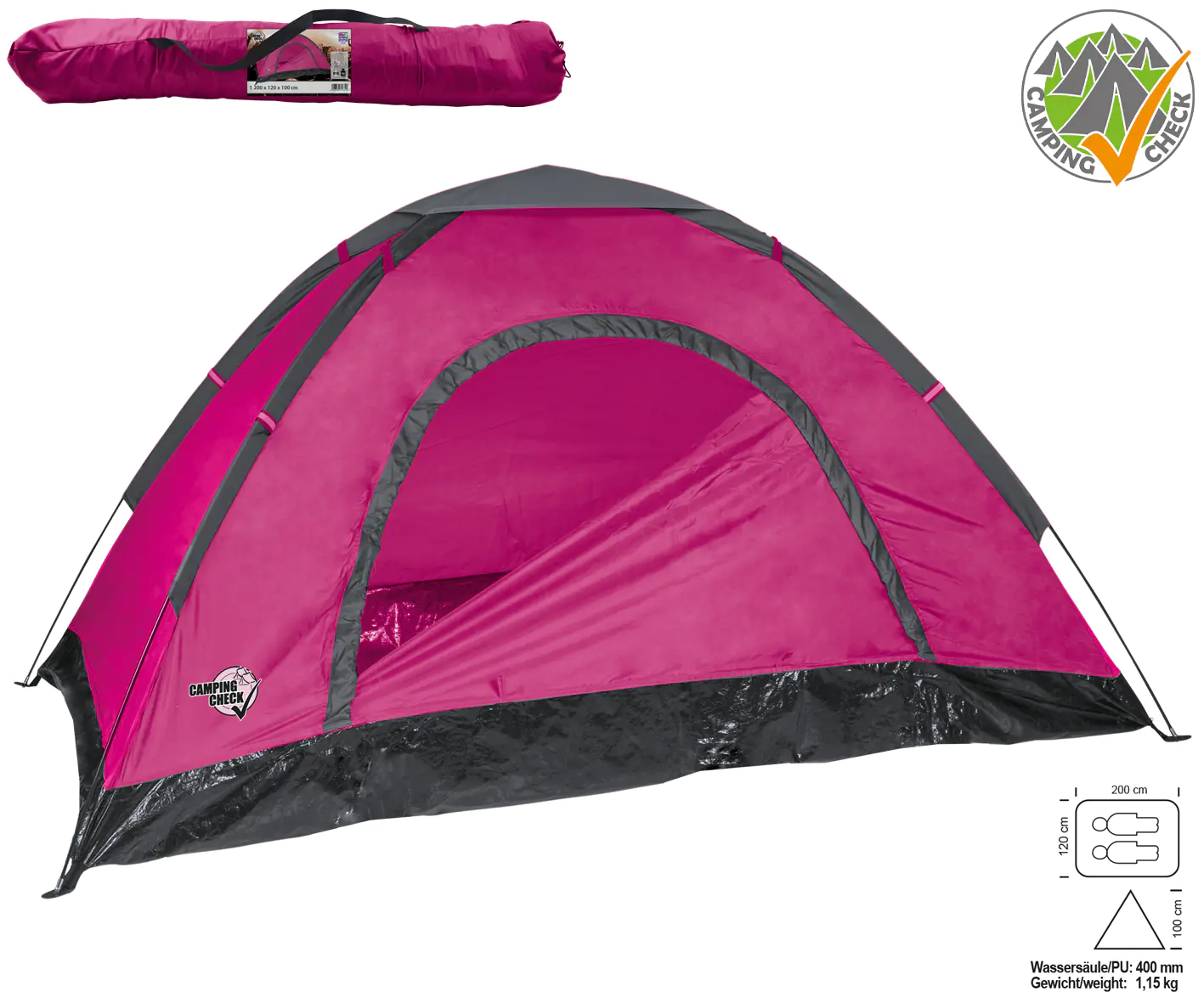 Happy People Festival-Zelt für 2 Personen pink Happy People Festival-Zelt für 2 Personen pink