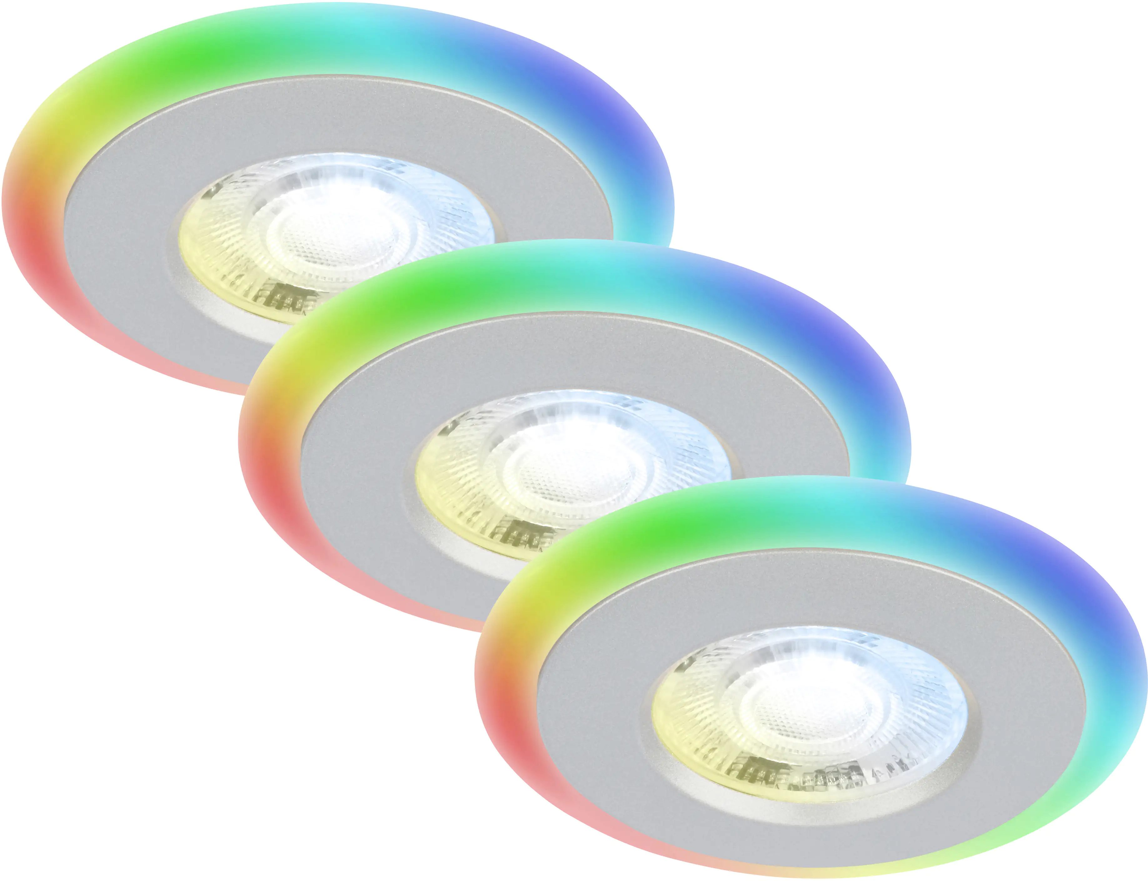 Di-Ka LED Einbauleuchte Skill Color 3er Set chrom-matt Ø 8,4 cm 5 W dimmbar