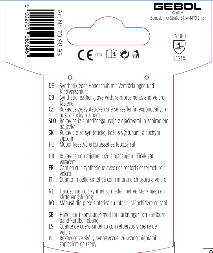 Gebol Handschuh Master Performance  