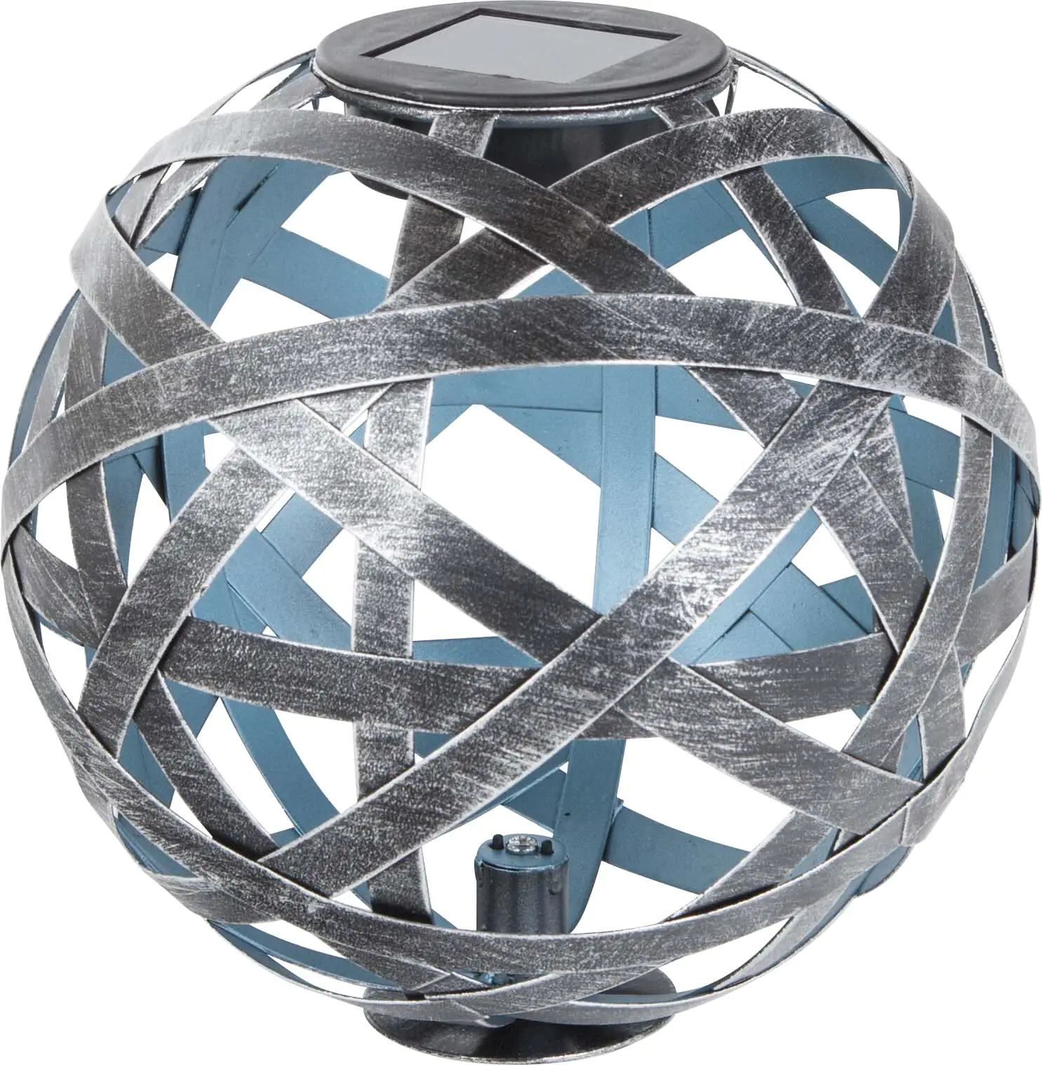 4333692208277 TrendLine LED Solarkugel silber-blau 18 cm mit Erdspieß
