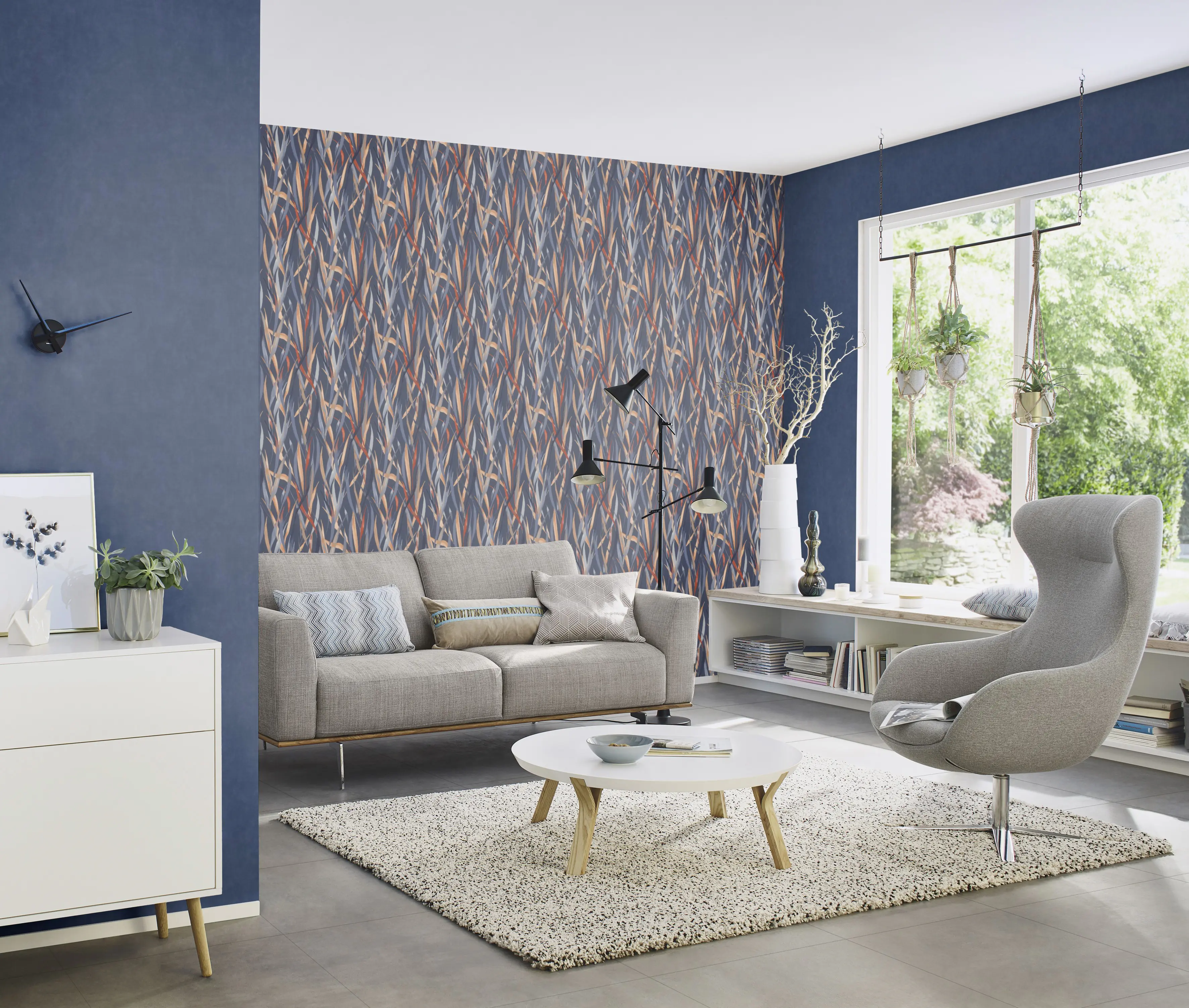 Rasch Vliestapete Paraiso Muster Gräser blau bunt 10,05 x 0,53 m