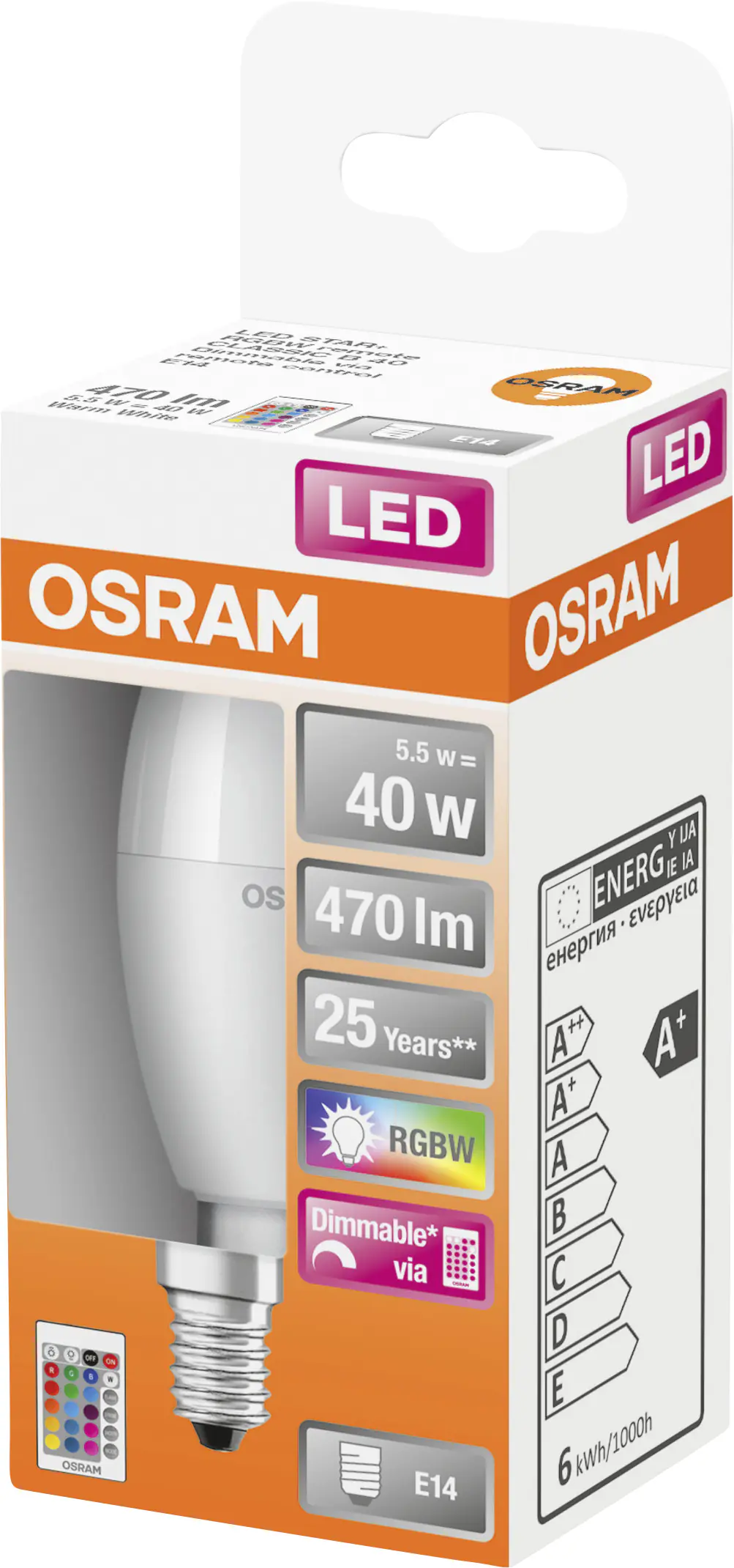 Osram LED Leuchtmittel Star Classic K E14 5,5W warmweiß dimmbar weiß matt