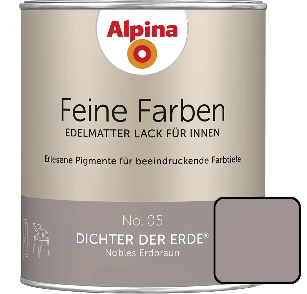Alpina Feine Farben Lack No. 05 Dichter der Erde  erdbraun edelmatt 750 ml Alpina Feine Farben Lack No. 05 Dichter der Erde  erdbraun edelmatt 750 ml