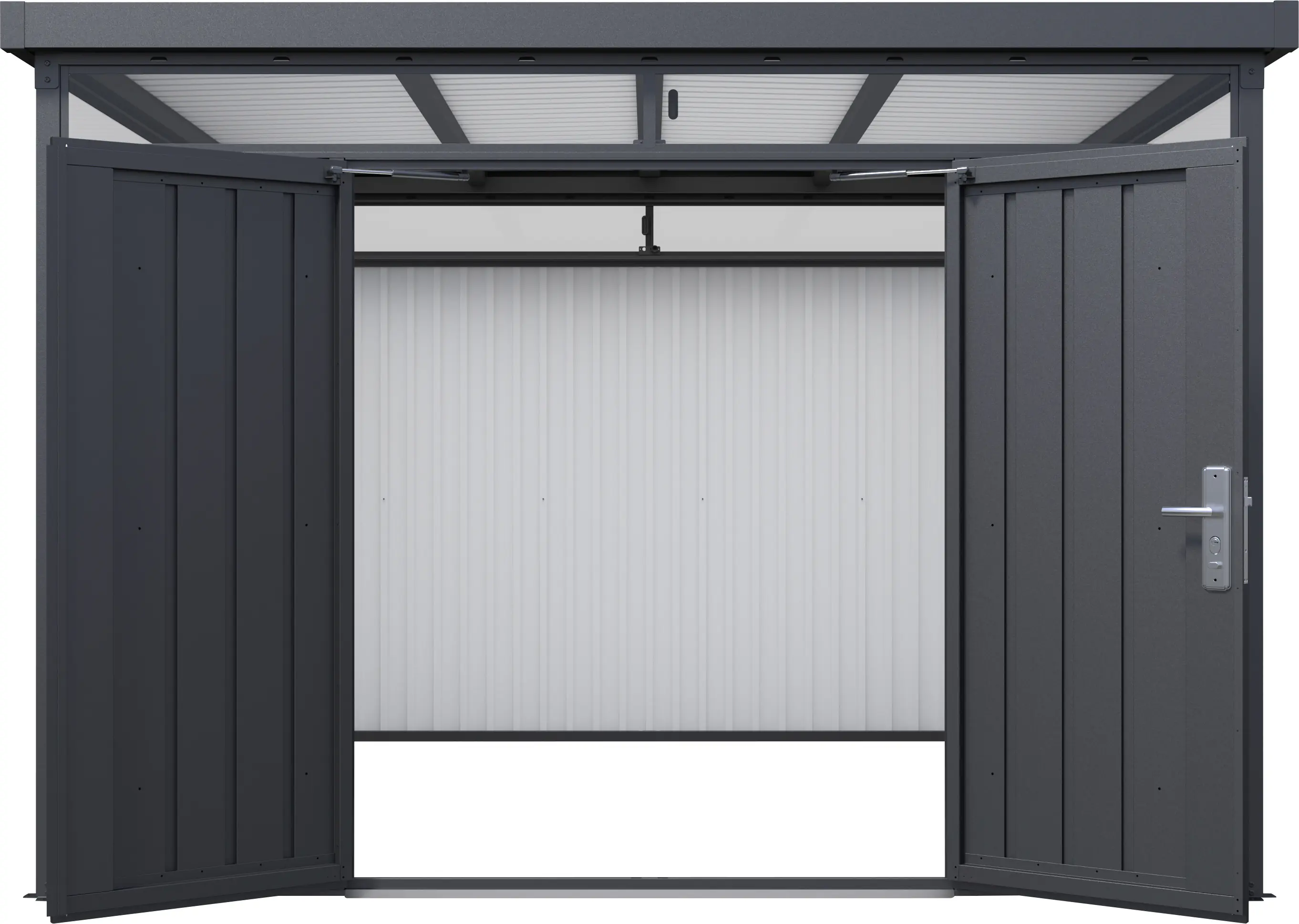 Floraworld Gerätehaus Premium Q7,5 FirstLine schwarz-mettalic 274 x 274 x 218 cm