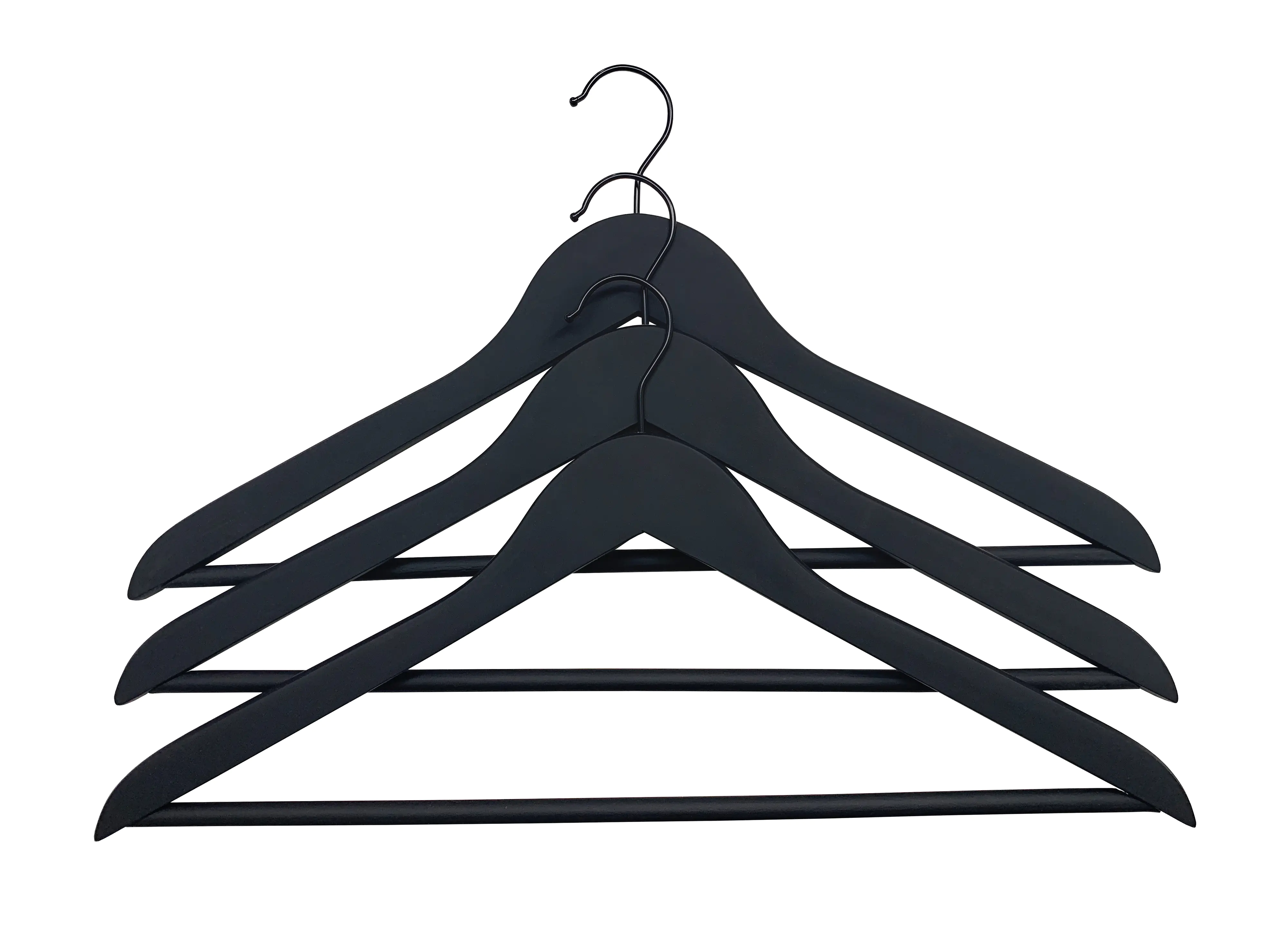 TrendLine Kleiderbügel mit Steg 3er Pack Holz schwarz TrendLine Kleiderbügel mit Steg 3er Pack Holz schwarz