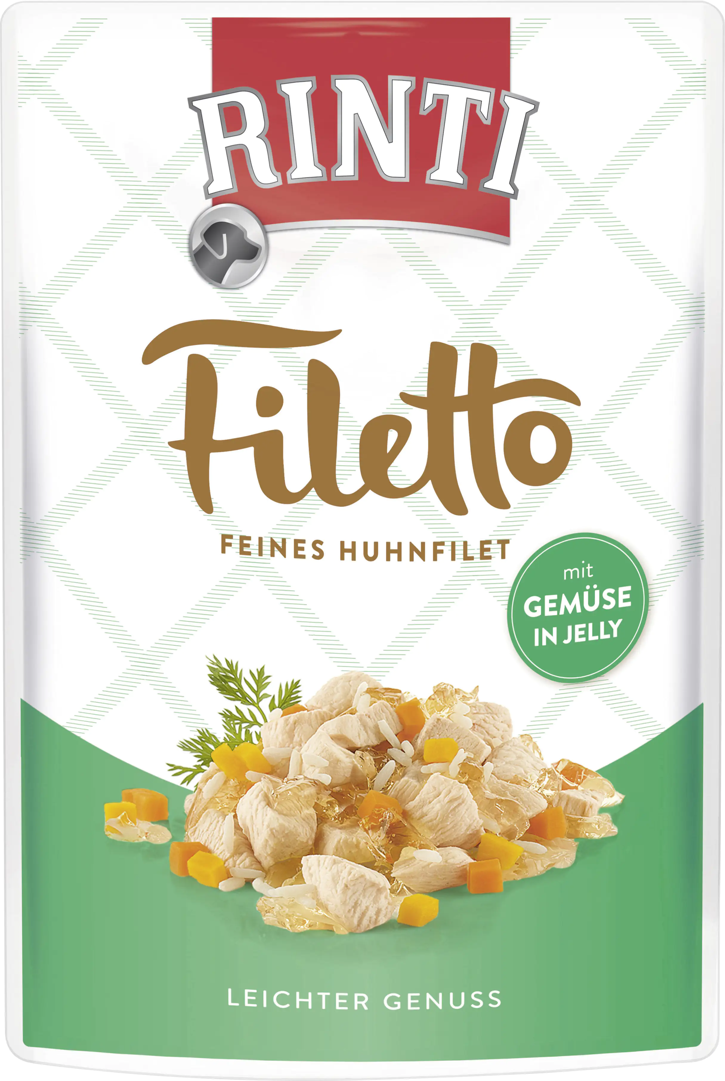 4000158954046 Rinti Filetto Hundenassfutter Adult 100 g Huhnfilet mit Gemüse in Jelly