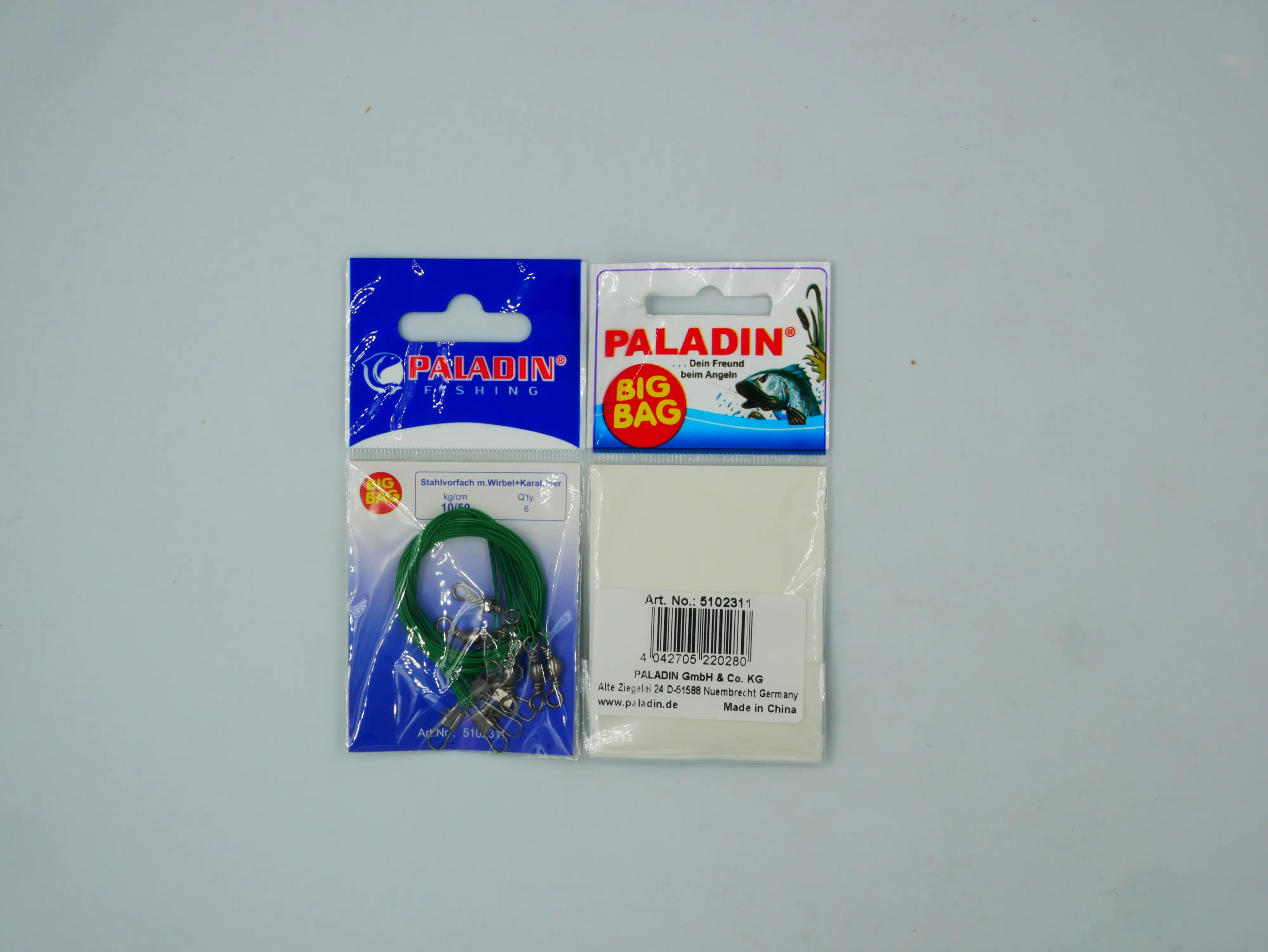 Paladin BigBag Stahlvorfach Wirbel Gr. 7 + Karabiner 10 kg / 50cm