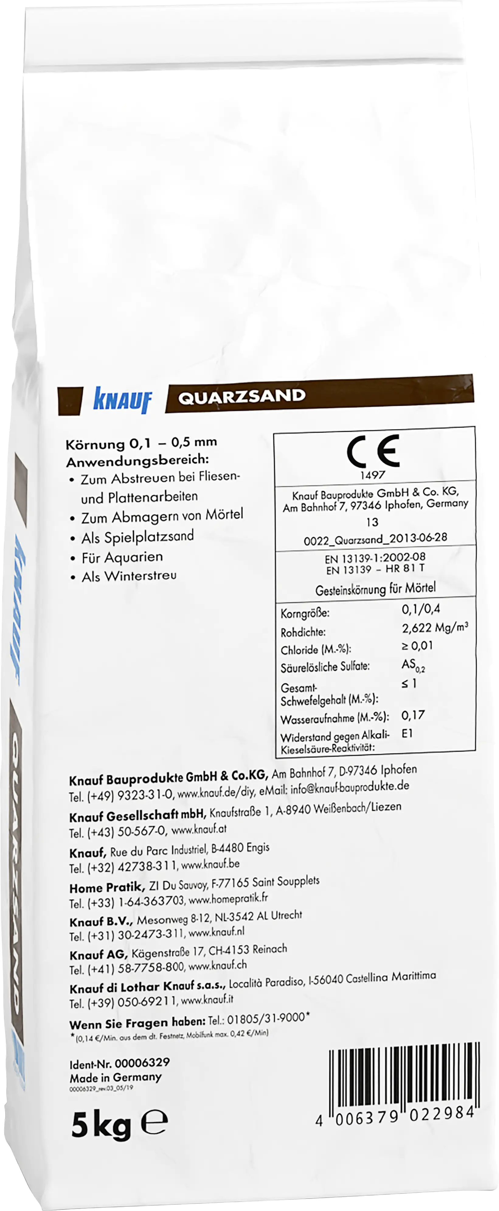 Knauf Quarzsand 5 kg hellgrau Knauf Quarzsand 5 kg hellgrau