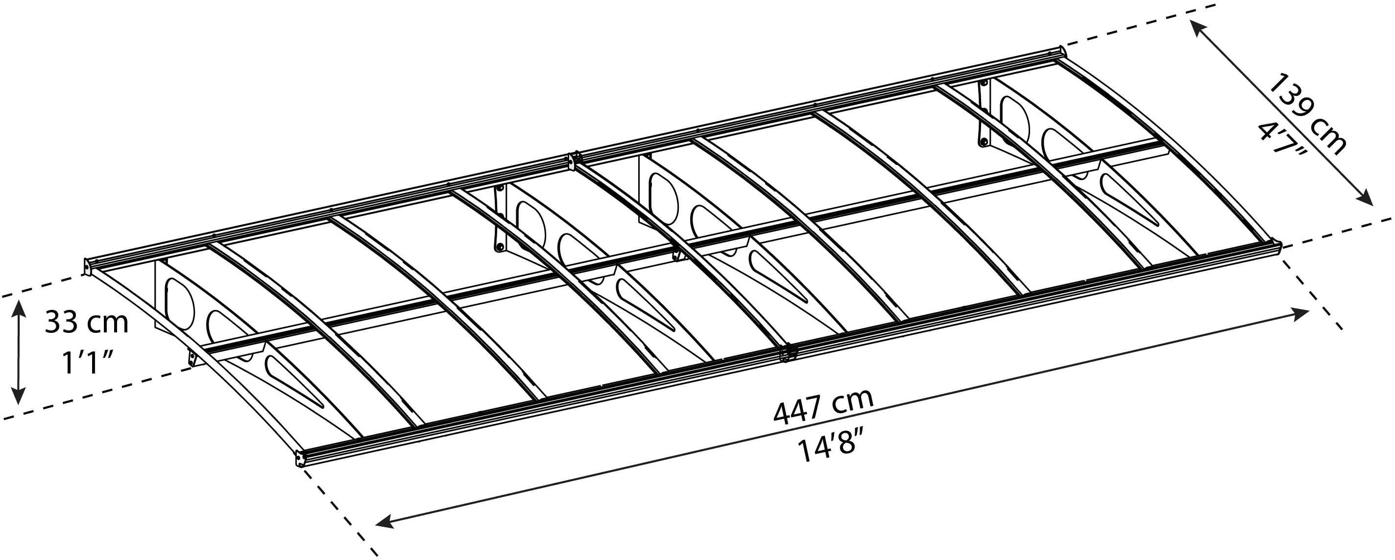 Canopia Vordach Bordeaux  447 x 139 cm weiß