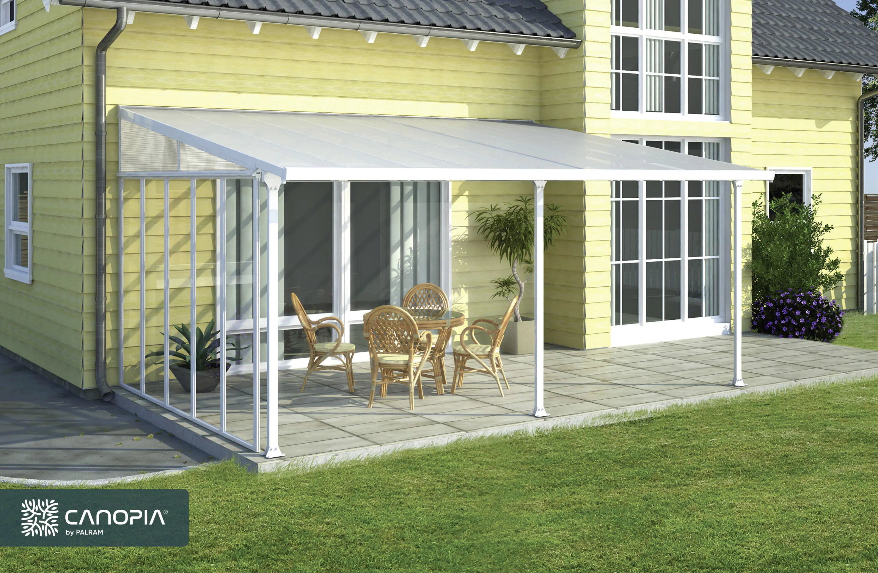 Canopia Terrassenüberdachung Feria 606 x 380 cm weiß Canopia Terrassenüberdachung Feria 606 x 380 cm weiß