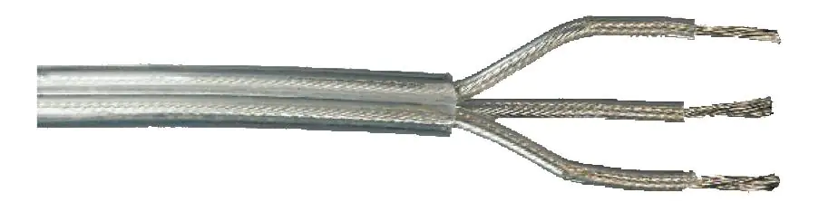 Schlauchleitung H03VV-F 3 x 0,75 - 1 Meter, transparent/silber