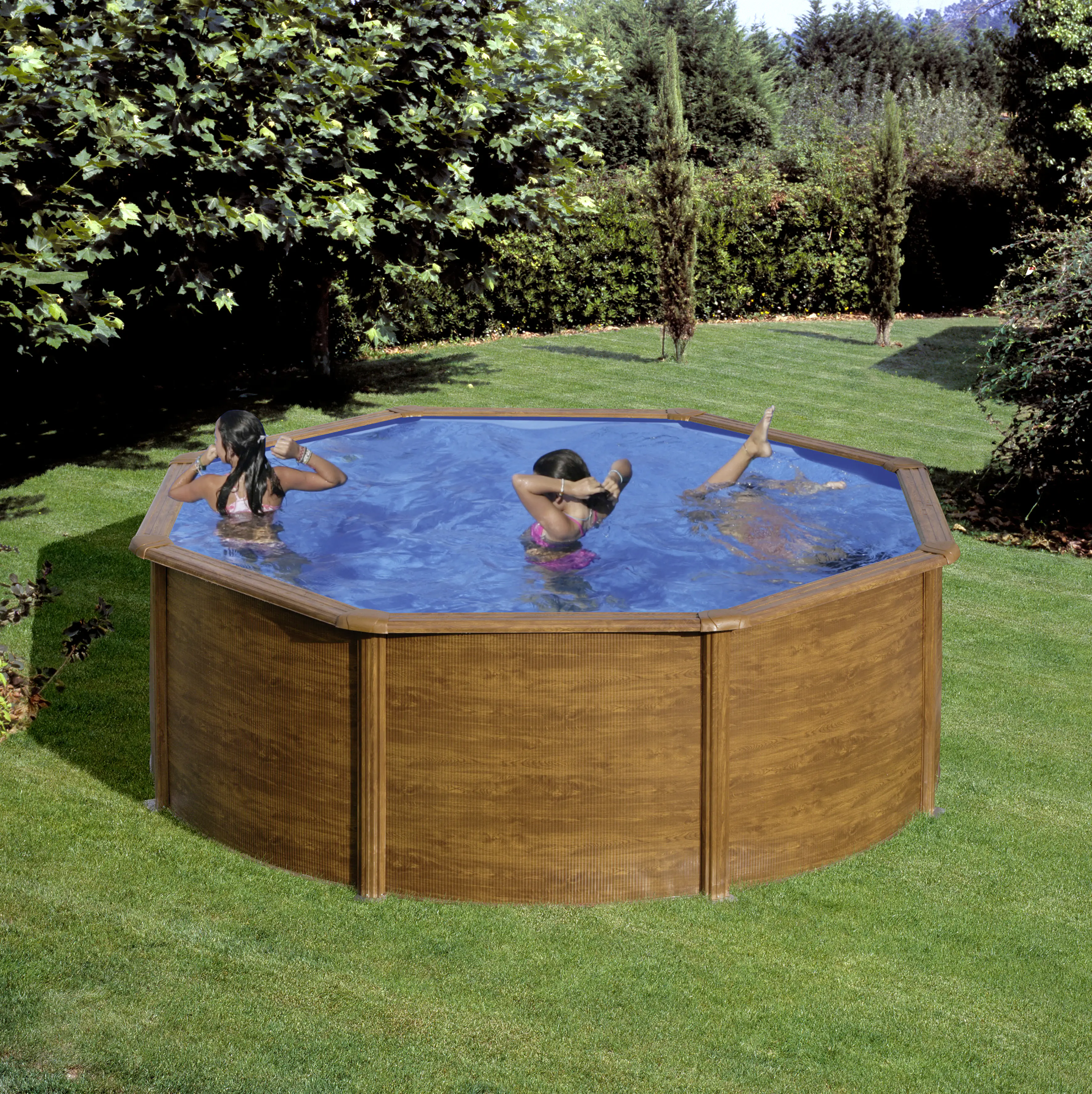 Gre Stahlwandpool Sicilia rund Ø 350 x 120 cm Holzdekor Gre Stahlwandpool Sicilia rund Ø 350 x 120 cm Holzdekor