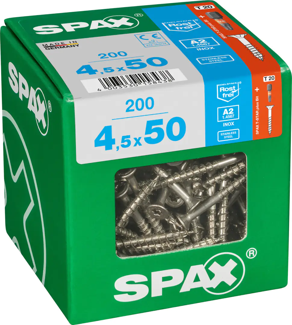 Spax Universalschrauben 4.5 x 50 mm TX 20 - 200 Stk. Spax Universalschrauben 4.5 x 50 mm TX 20 - 200 Stk.