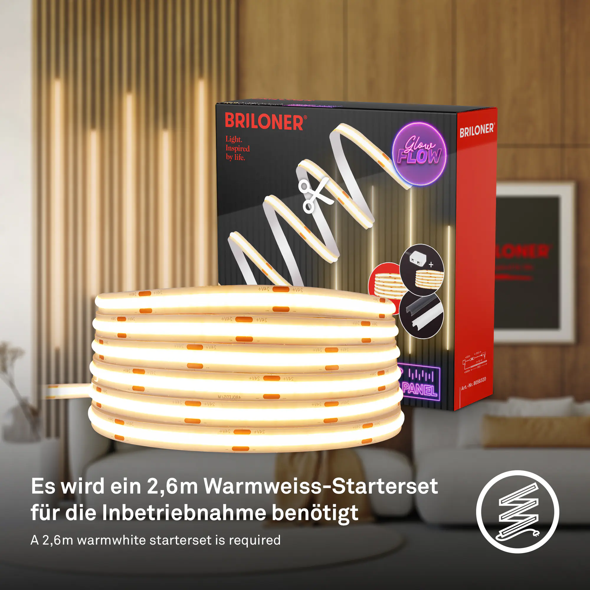 Briloner LED-Streifen Pimp your Panel Erweiterungsset  2,6 m 17,5 W warmweiß