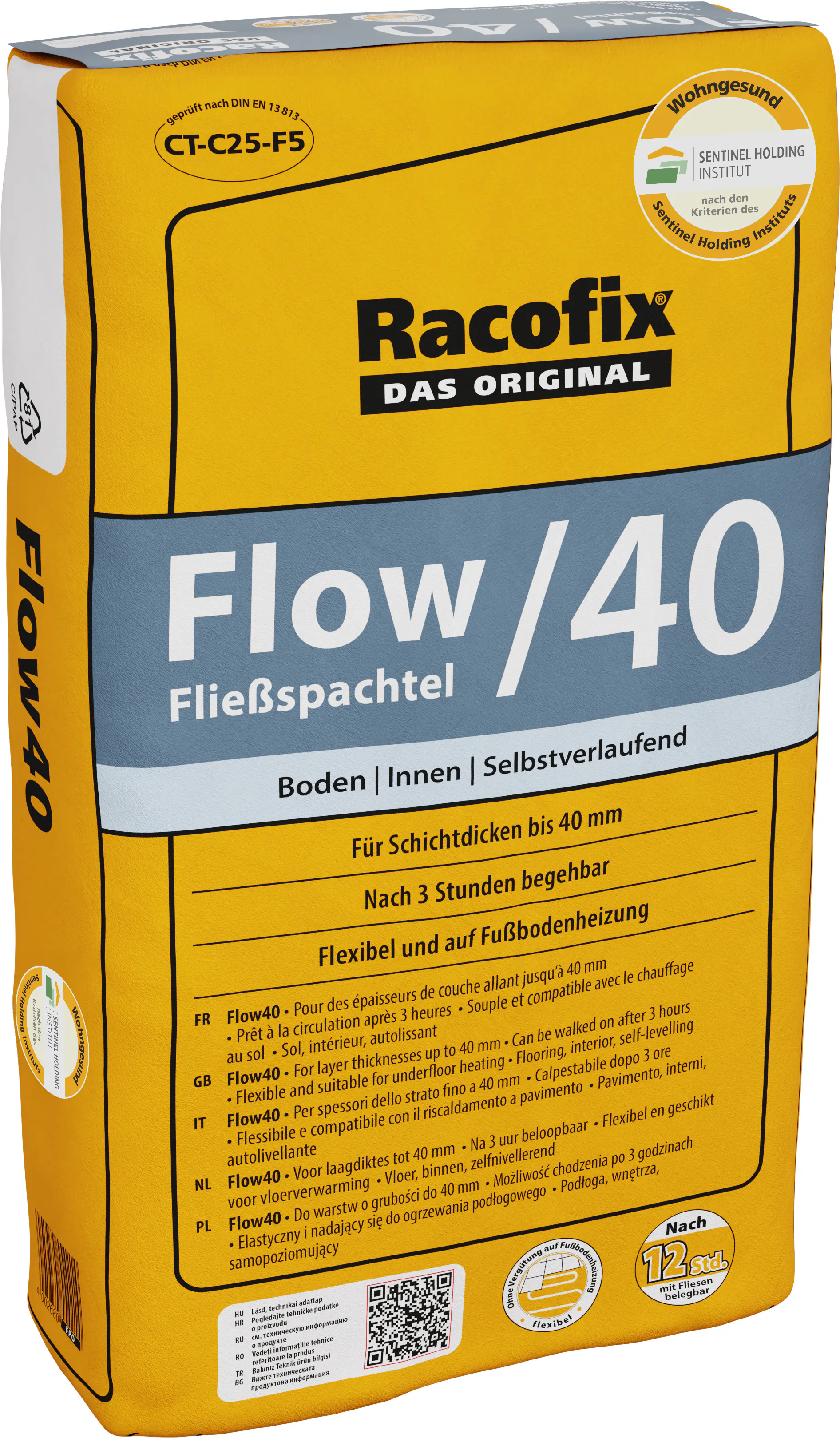 Racofix Fließspachtel Flow40 20 kg grau