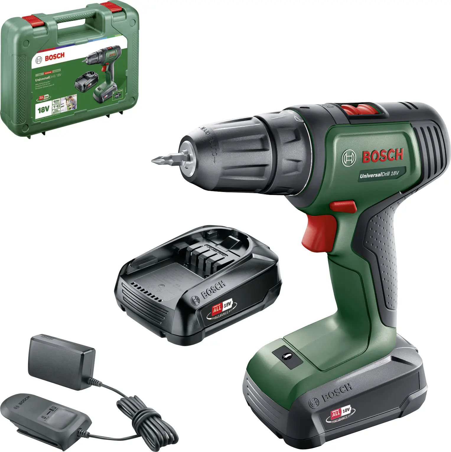 Bosch Akku-Bohrschrauber UniversalDrill 18 V 1,5 Ah mit Akku & Ladegerät
