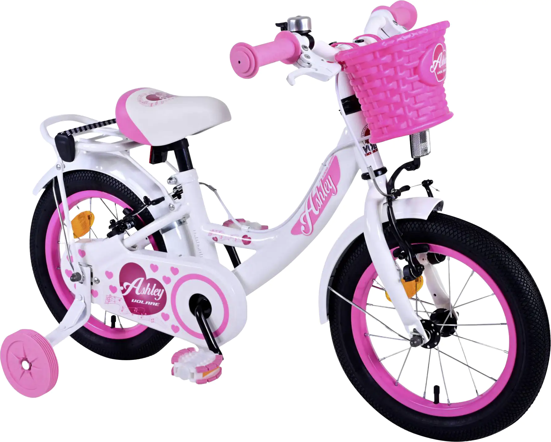 Volare Kinderfahrrad Ashley 14 Zoll weiß/pink