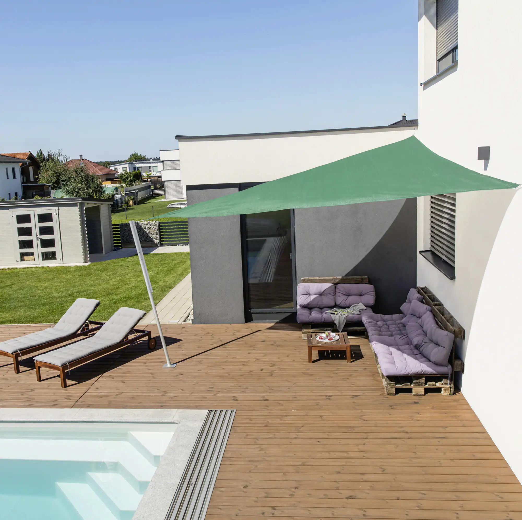 9003117107656_2571147 Windhager Sonnensegel Capri olive 4 x 4 x 4 m