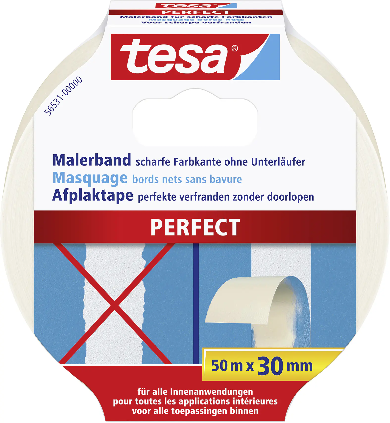 tesa Malerband Perfect 50 m x 30 mm, beige