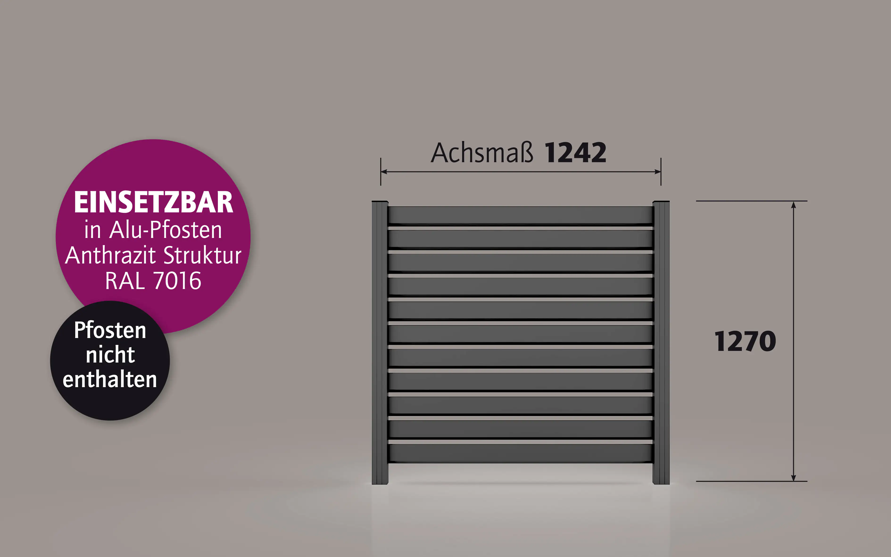 Ambiente Alu-Zaun Rhombus 90 MIDI B x H: 120 cm x 120 cm 22 mm stark