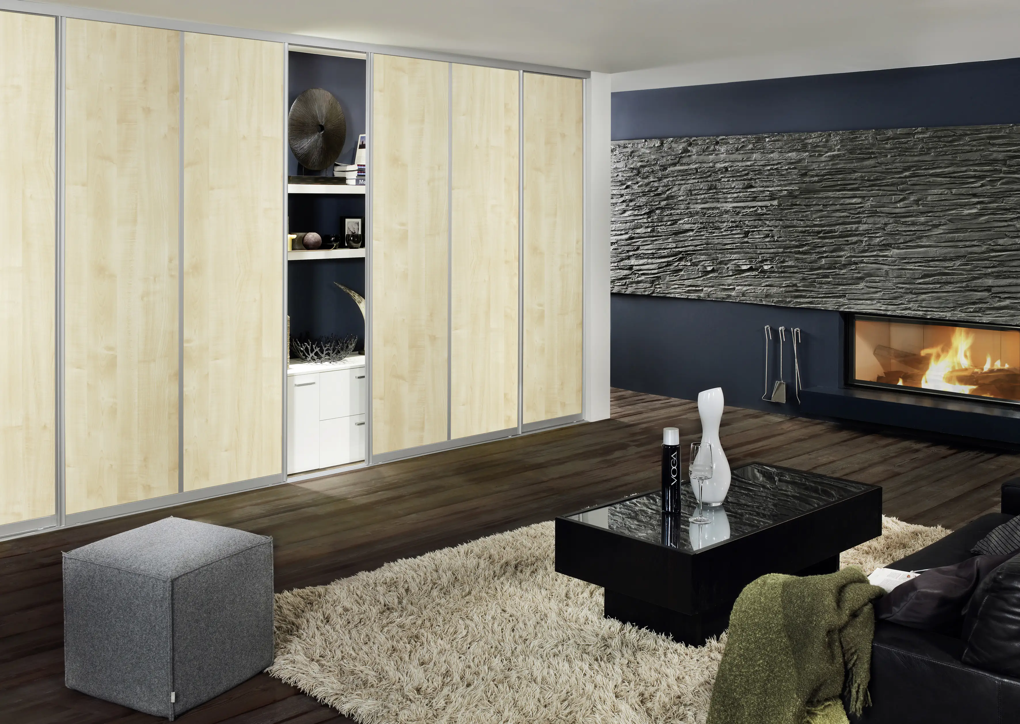 Schiebetür Bau-Set silber Buche Ahorn