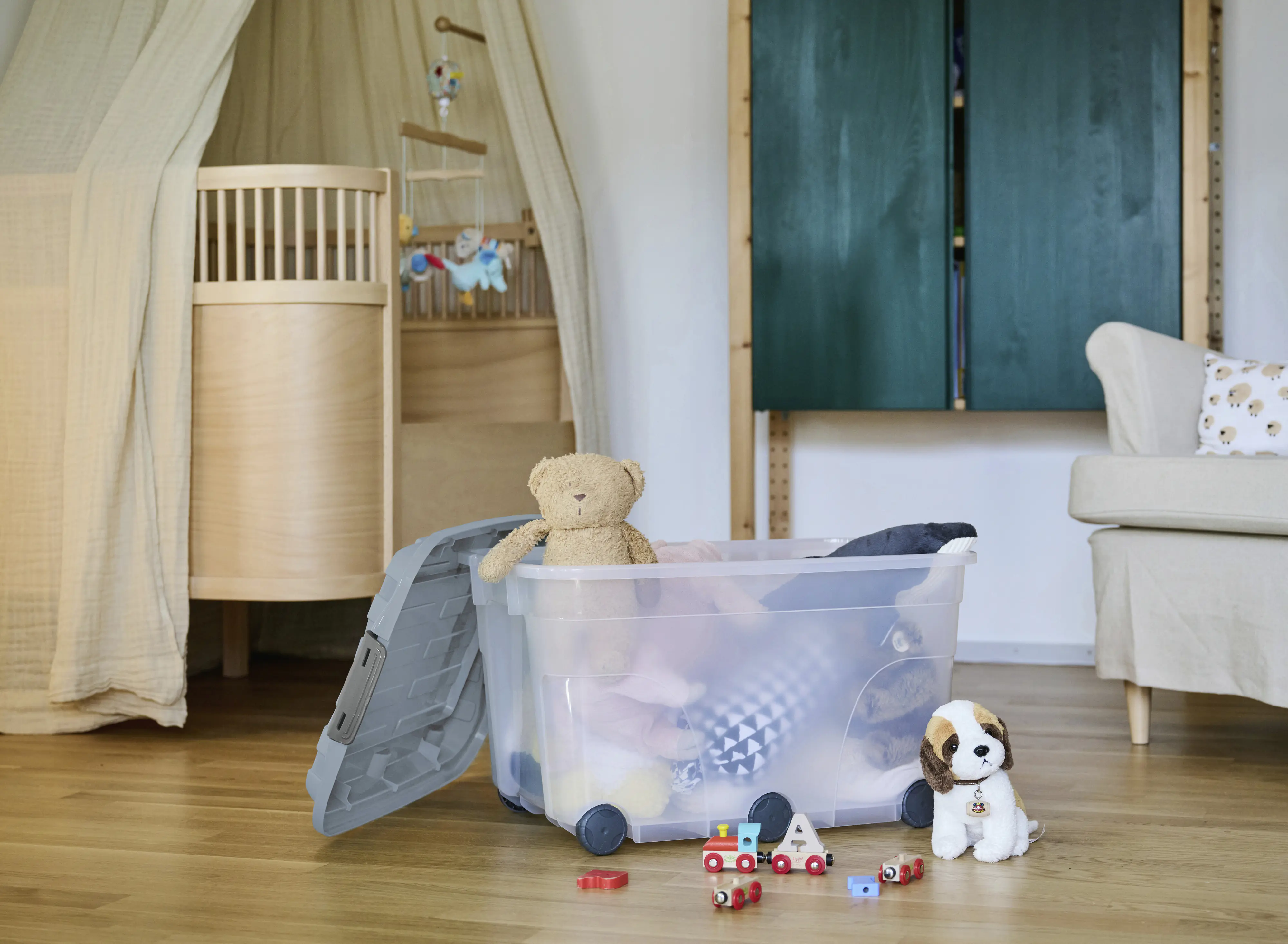 Rotho Aufbewahrungsbox mit Deckel 59,5 x 40 x 37 cm misty blau 