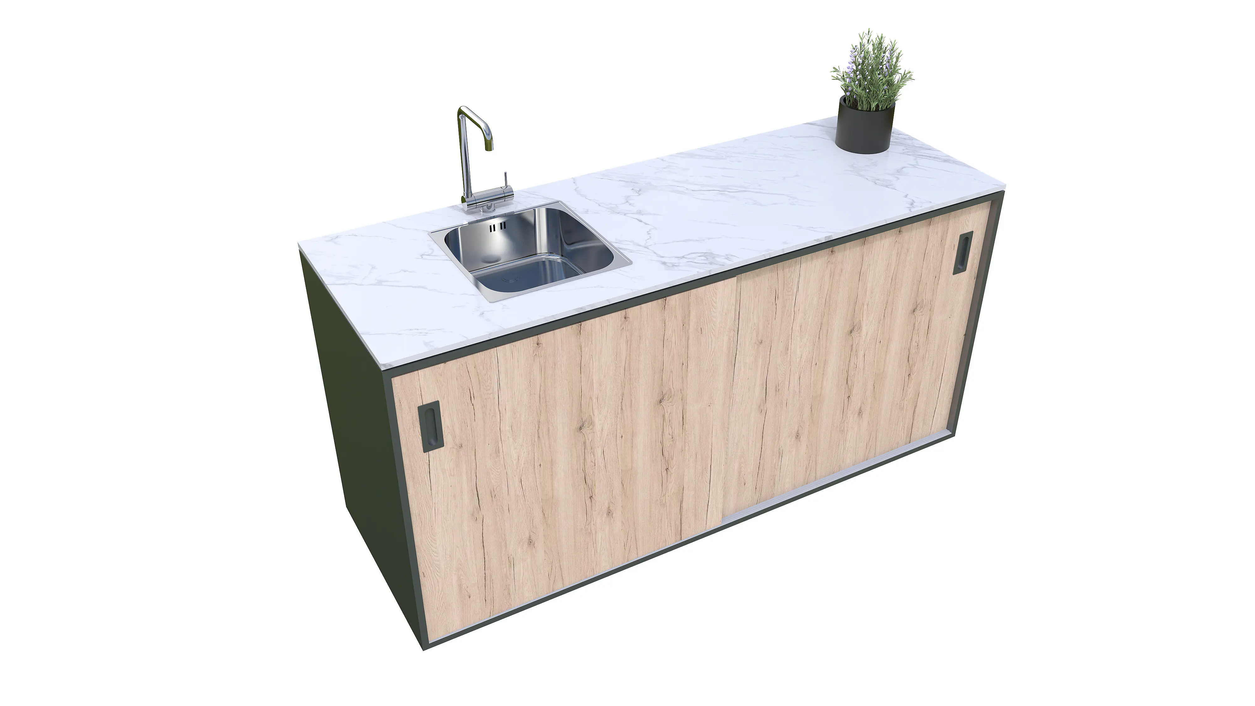 Bellano Living Element für Outdoorküchen mit Spüle links und 2 Türen eiche