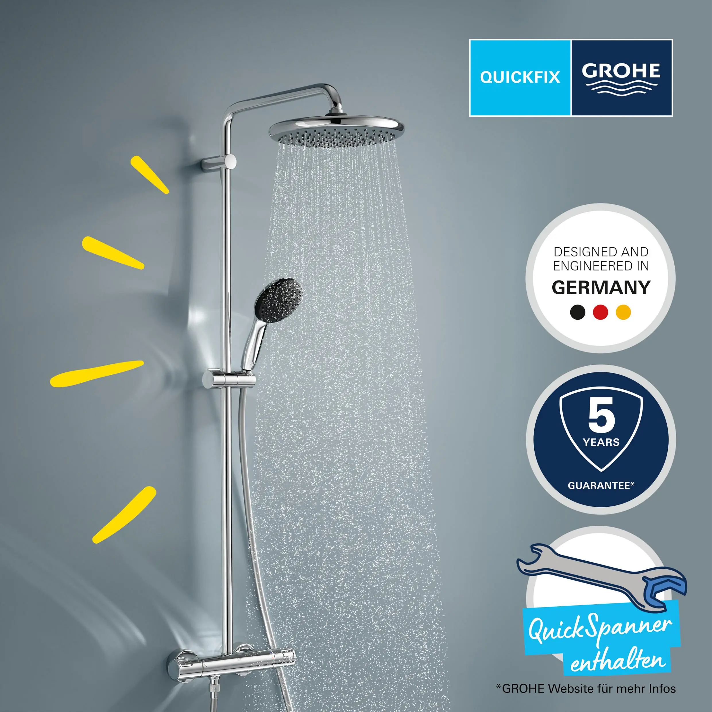 Grohe Kopfbrausesystem Vitalio Start 250 mit Thermostat chrom 113 x 40 cm