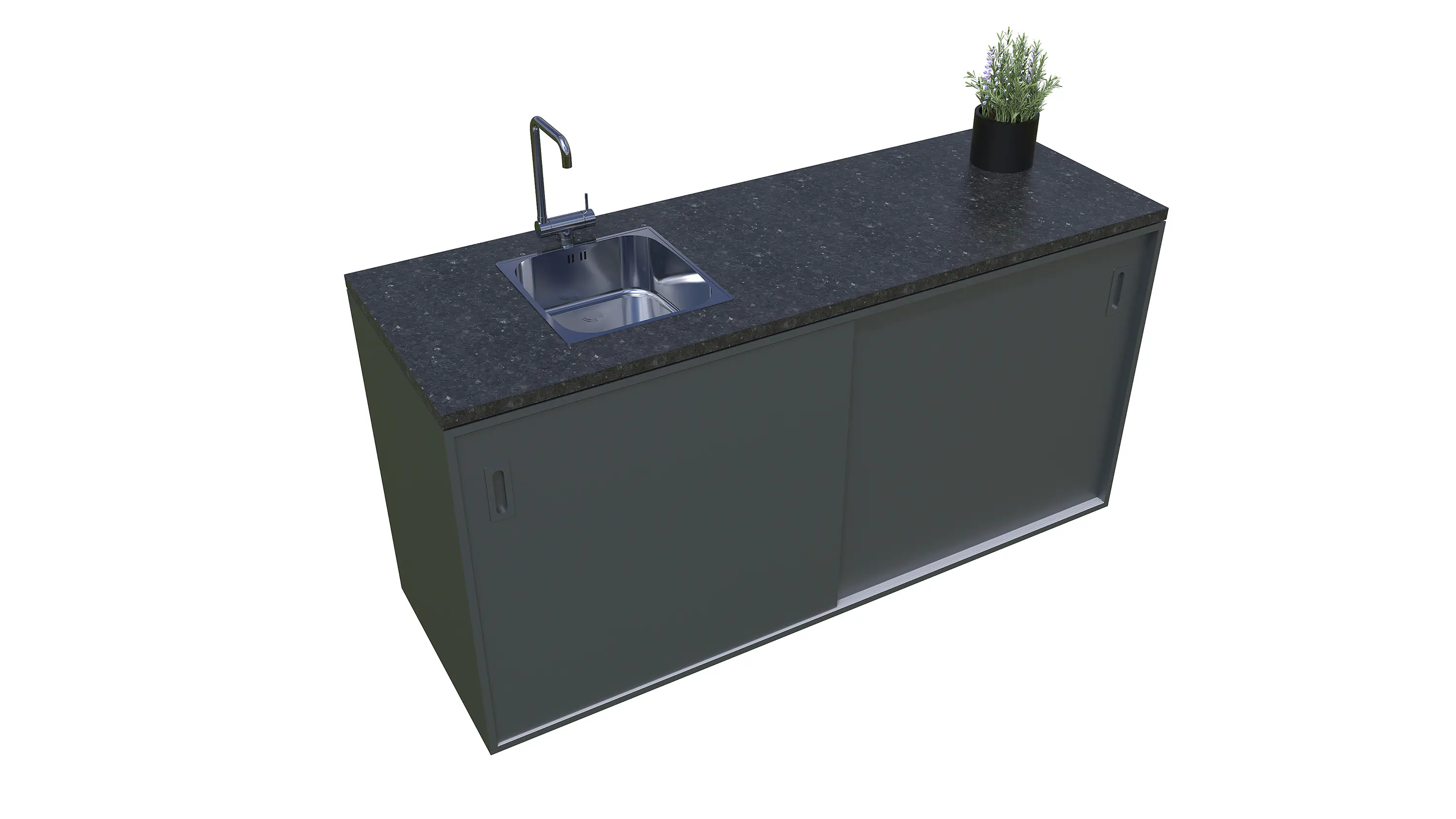 Bellano Living Element für Outdoorküchen inkl. Spüle links und 2 Türen anthrazit granit