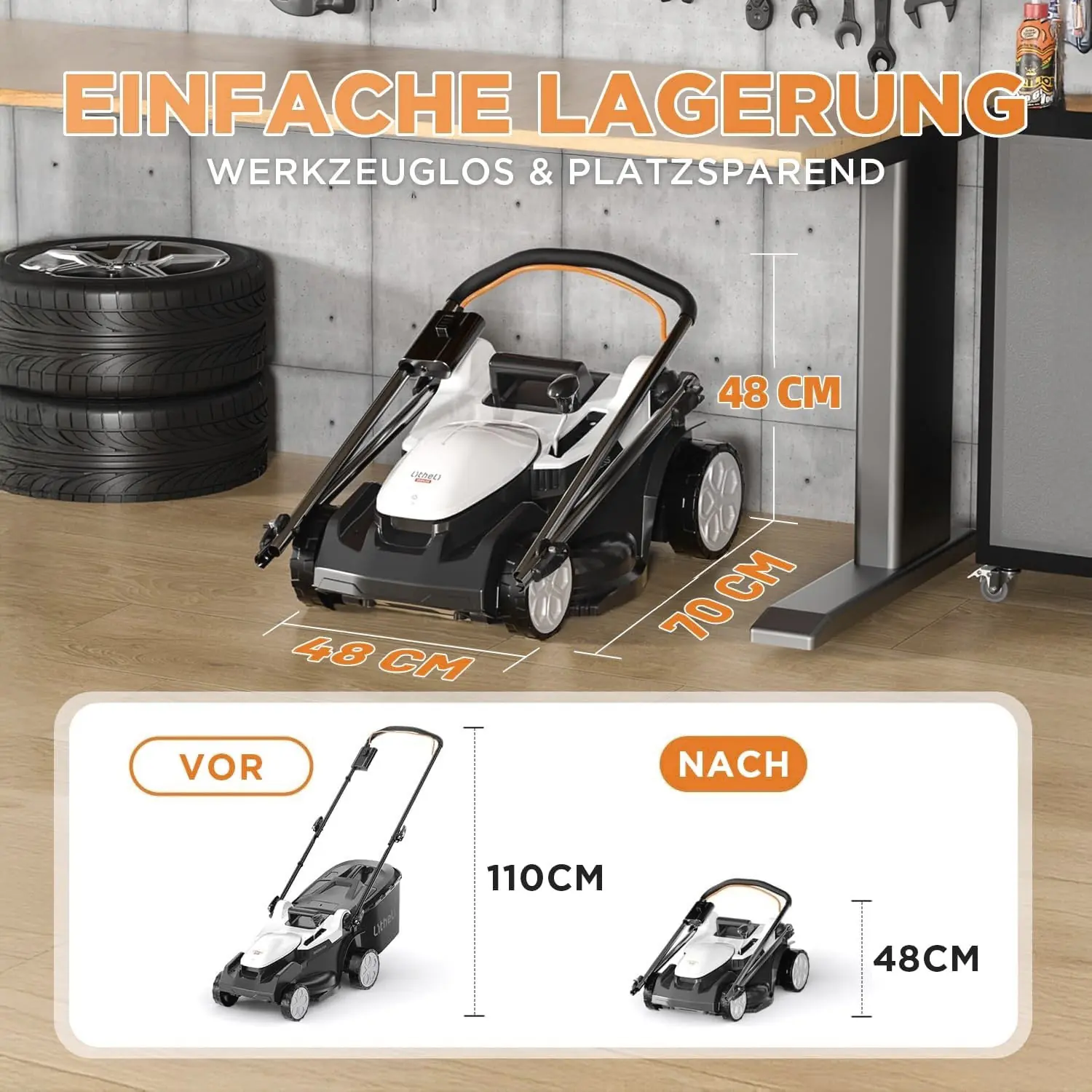 Litheli Akku-Rasenmäher U20 2 x 20V 37 cm Schnittbreite inkl. 2 Akkus