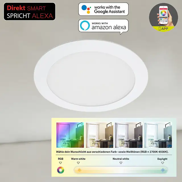 4059709002644 Telefunken LED Einbauleuchte Direkt Smart WiFiRG weiß