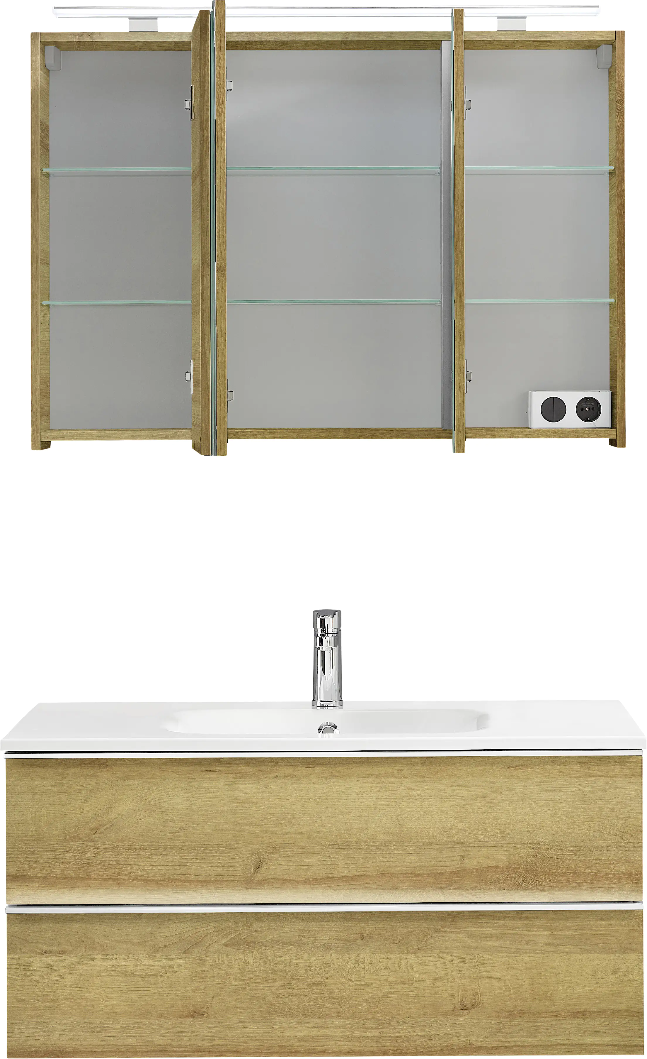 Primaster Bad-Set Düsseldorf riviera 101 cm LED-Leuchten, Mineralgusswaschtisch