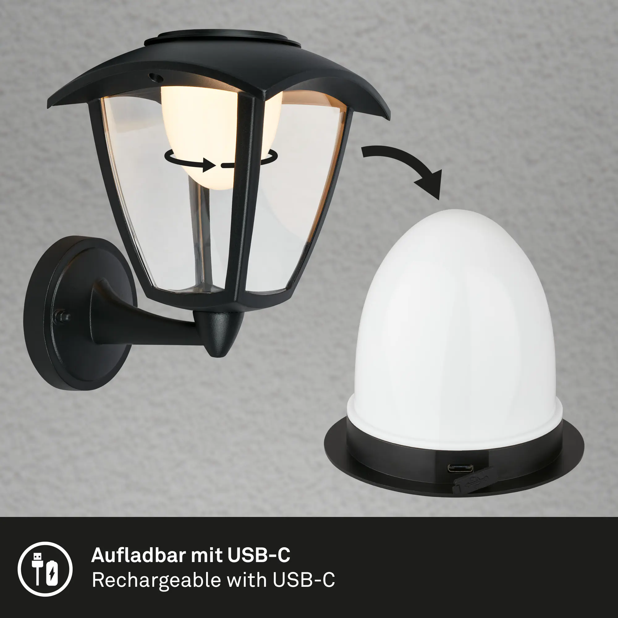 Briloner LED Akku-Außenwandleuchte Touch 4W schwarz dimmbar Briloner LED Akku-Außenwandleuchte Touch 4W schwarz dimmbar