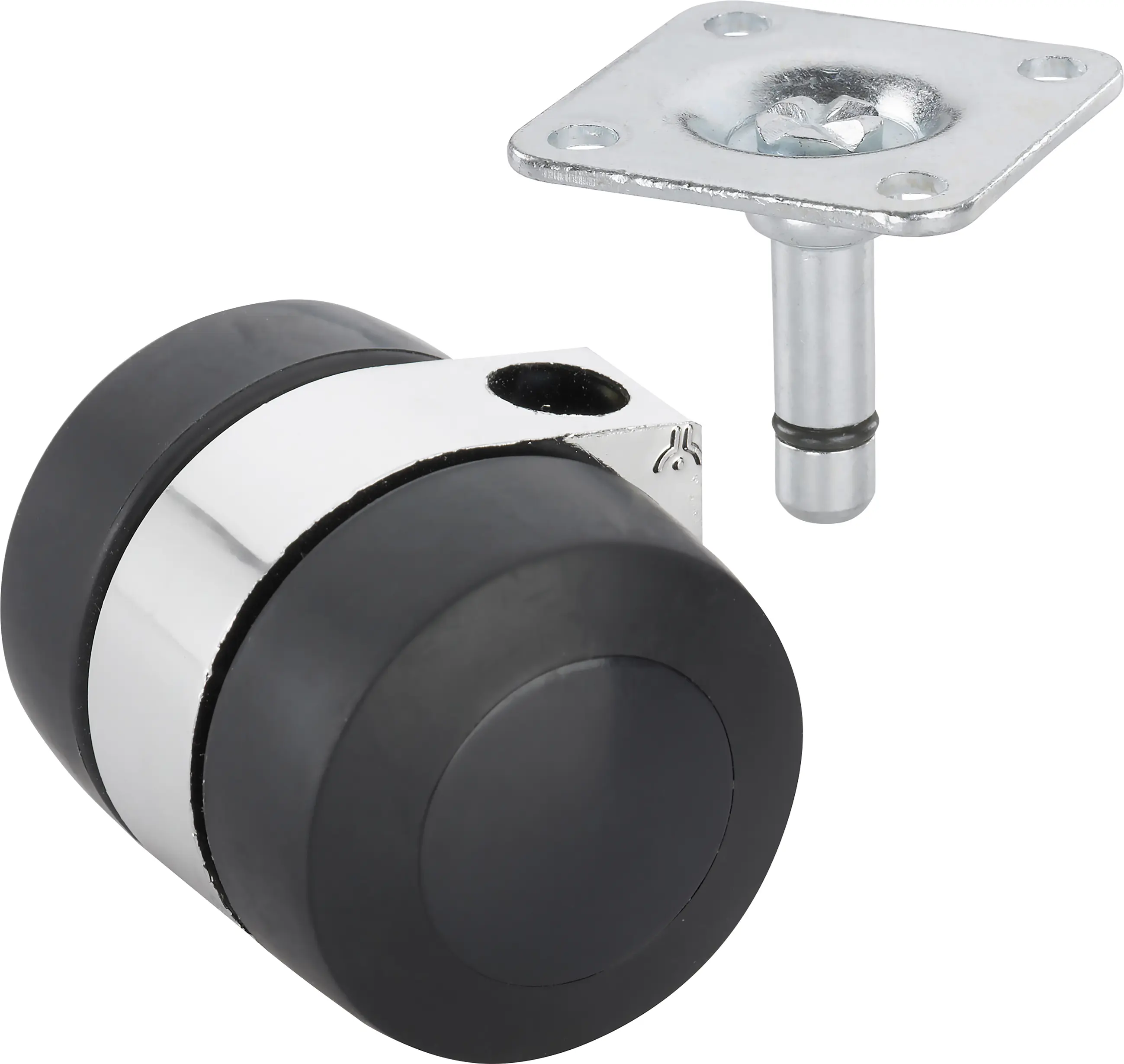 Design-Doppelrolle Ø 45 mm für normale Böden Tragkr. 55 kg