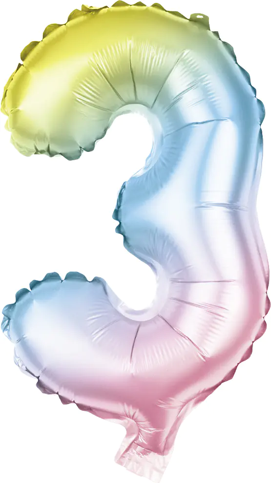 Folienballon Zahl 3 bunt 100 cm