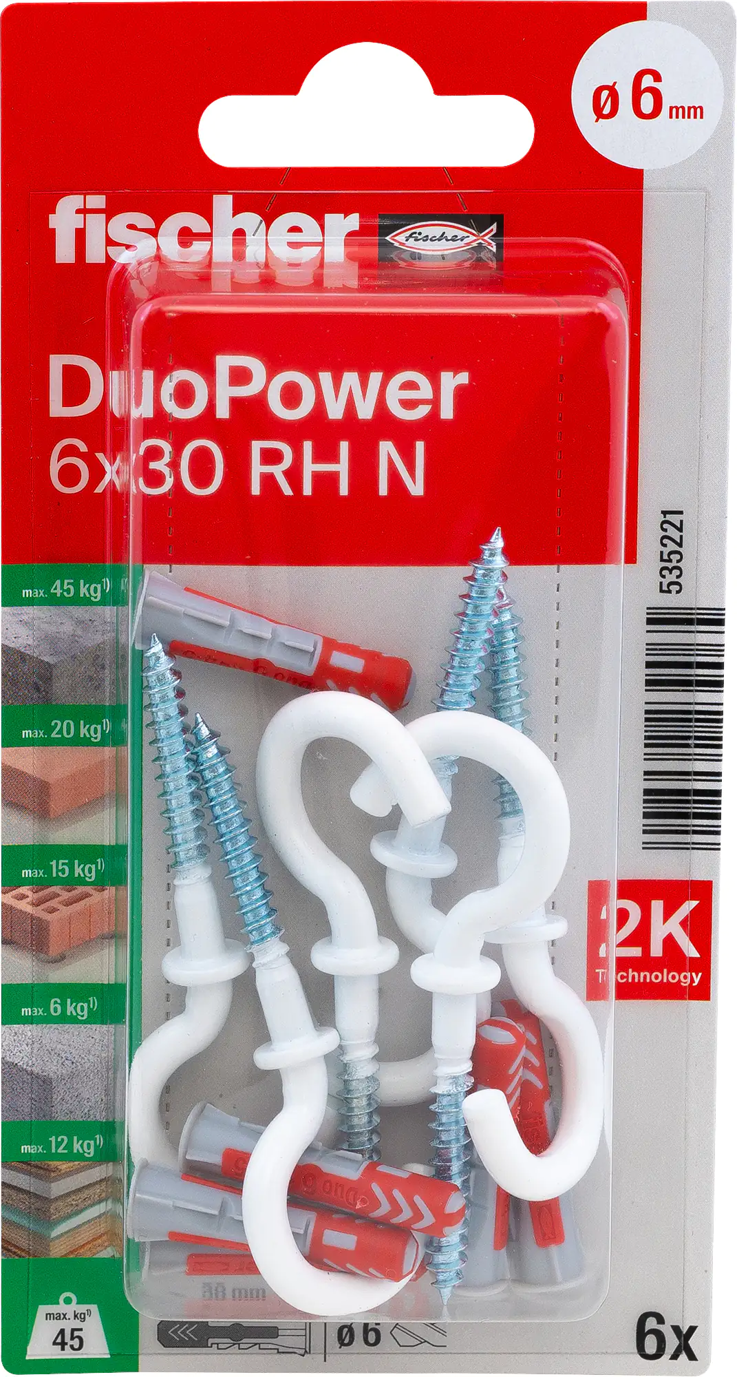 Fischer Dübel-Set Duopower 6.0 x 30 mm - 6 Stück