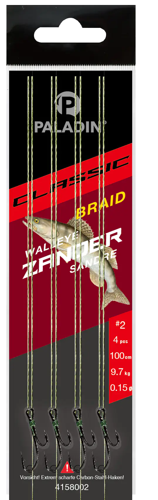 Paladin Zander Ryderhaken gebunden Größe 1 100 cm 4 Stück