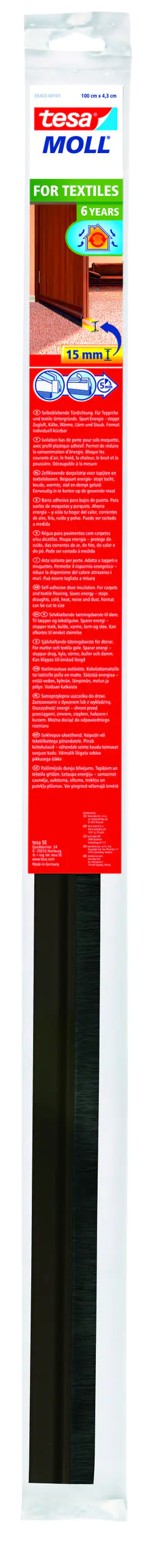 tesa Moll Türdichtschiene braun für Textilboden für Spalten bis 15 mm