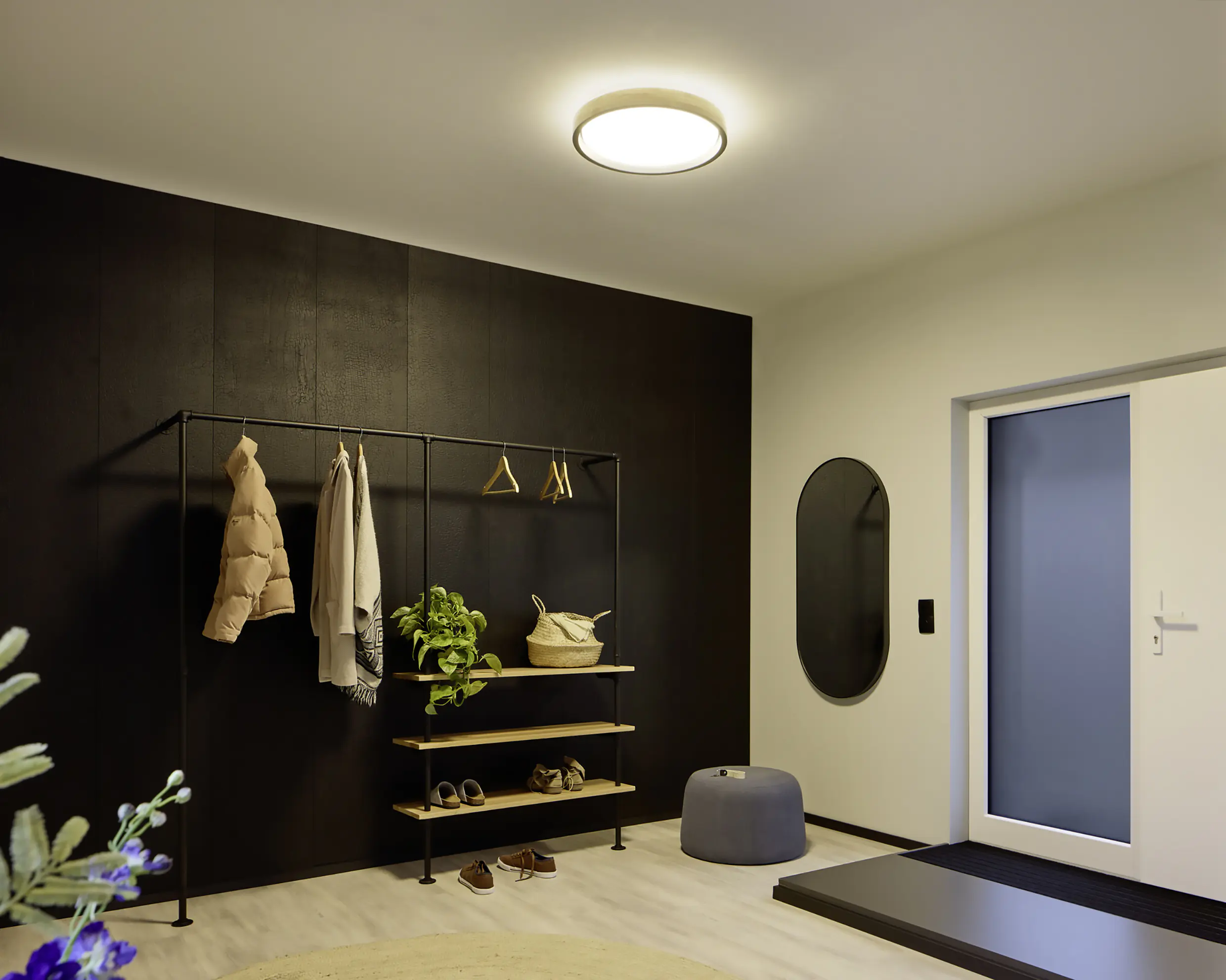 Osram LED-Deckenleuchte Orbis Mariano Ø51 cm 36 W Holzdekor schwarz dimmbar