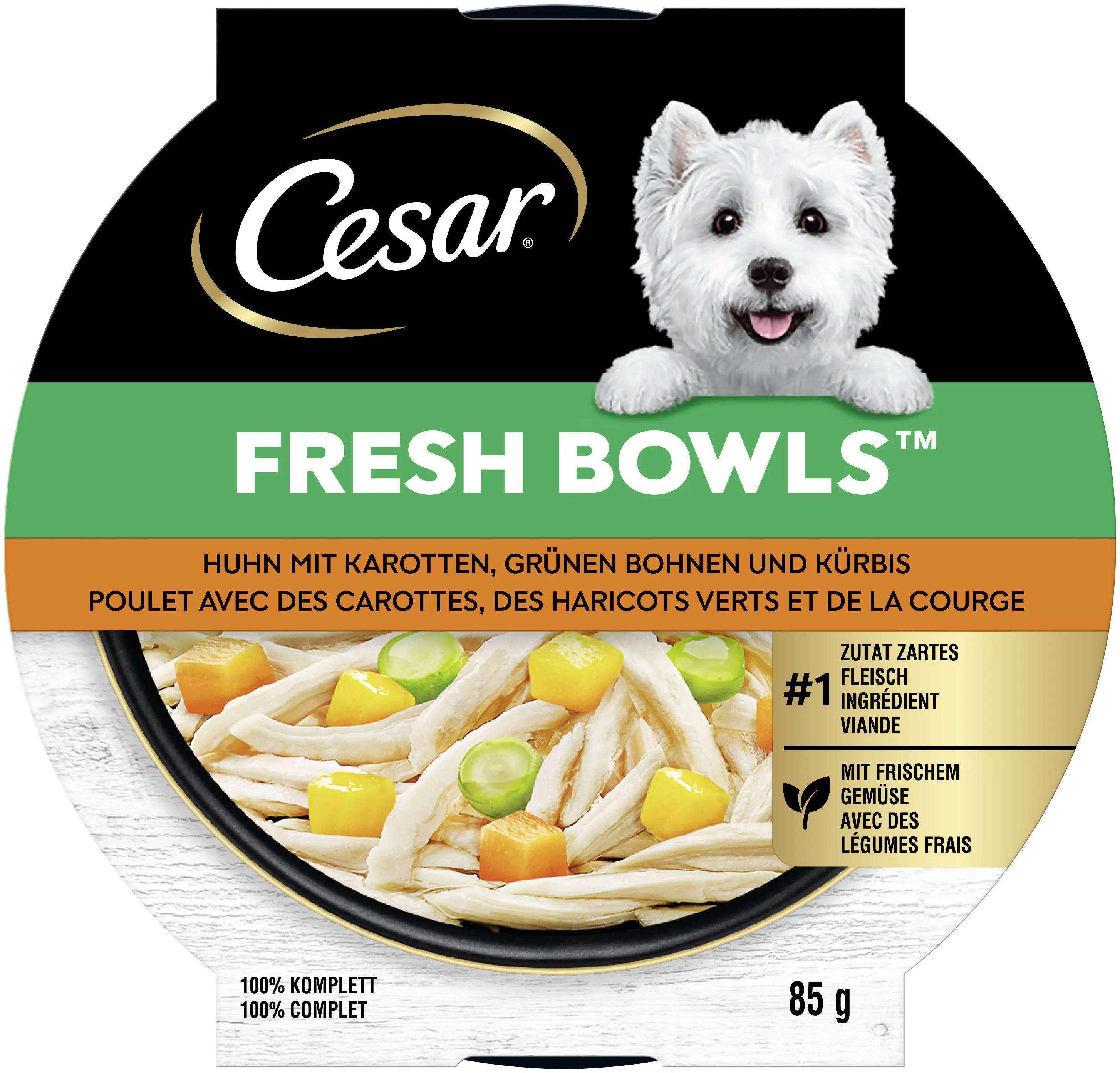 Cesar Hundenassfutter Fresh Bowls Schale 85 g Huhn in Sauce
