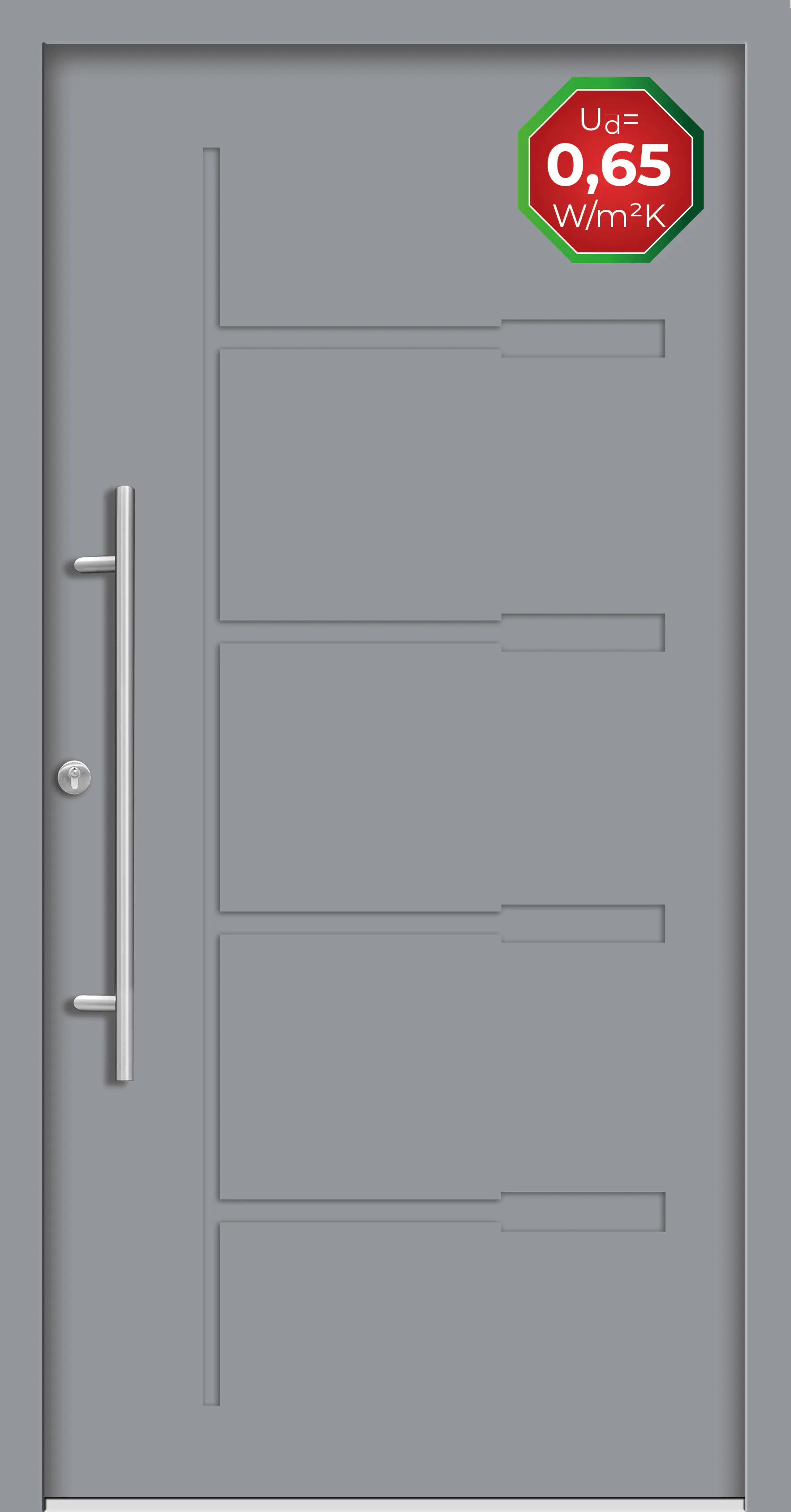 Splendoor Haustür Passivedoor Premium H1 Grau DIN Links 110 x 210 cm