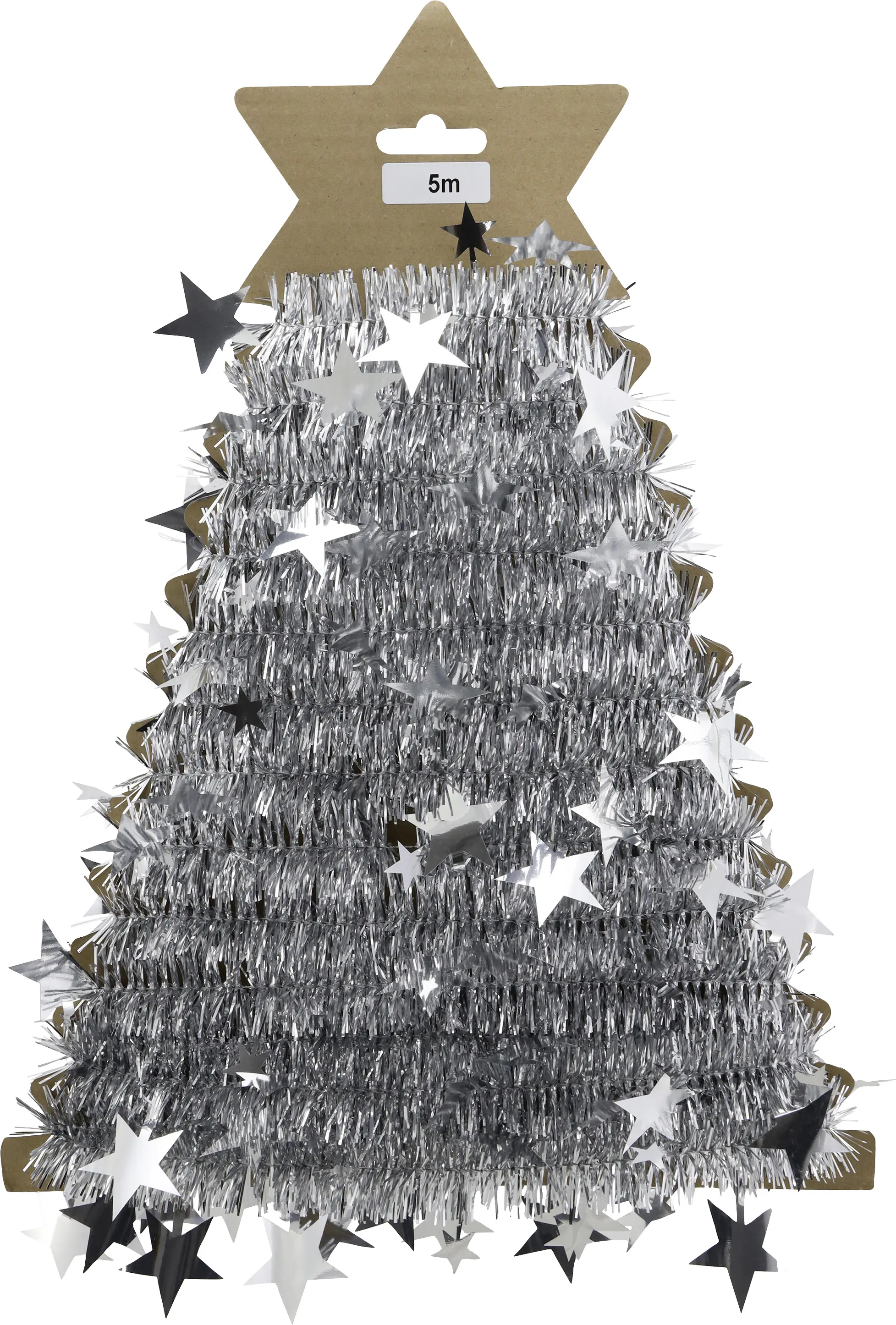 Weihnachtsdeko Foliengirlande mit Sternen 5 m silber