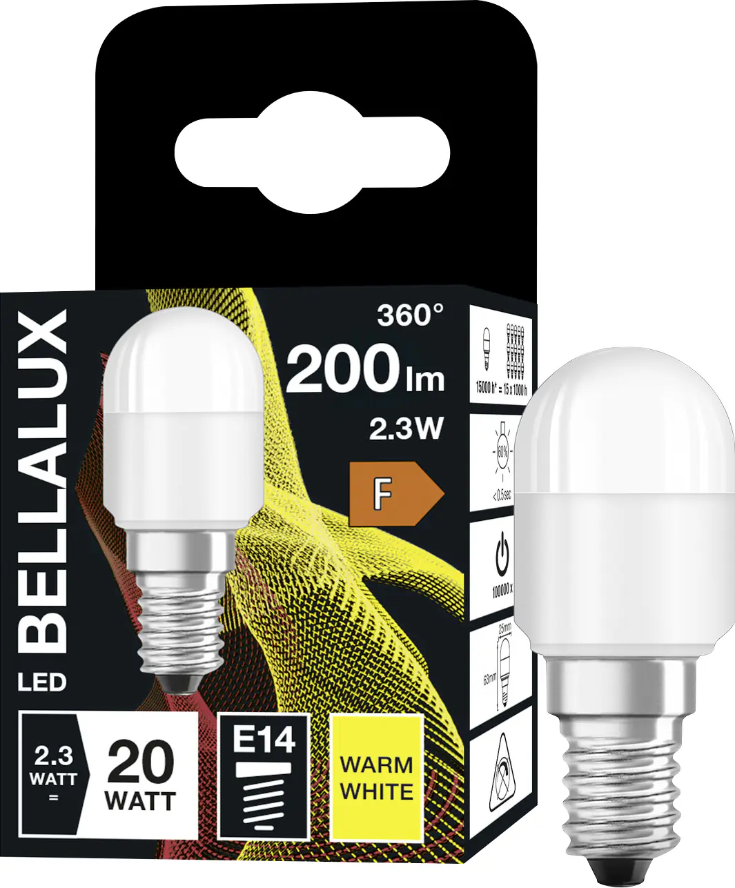 Bellalux LED Kühlschranklampe T26 E14 2,3 W warmweiß matt