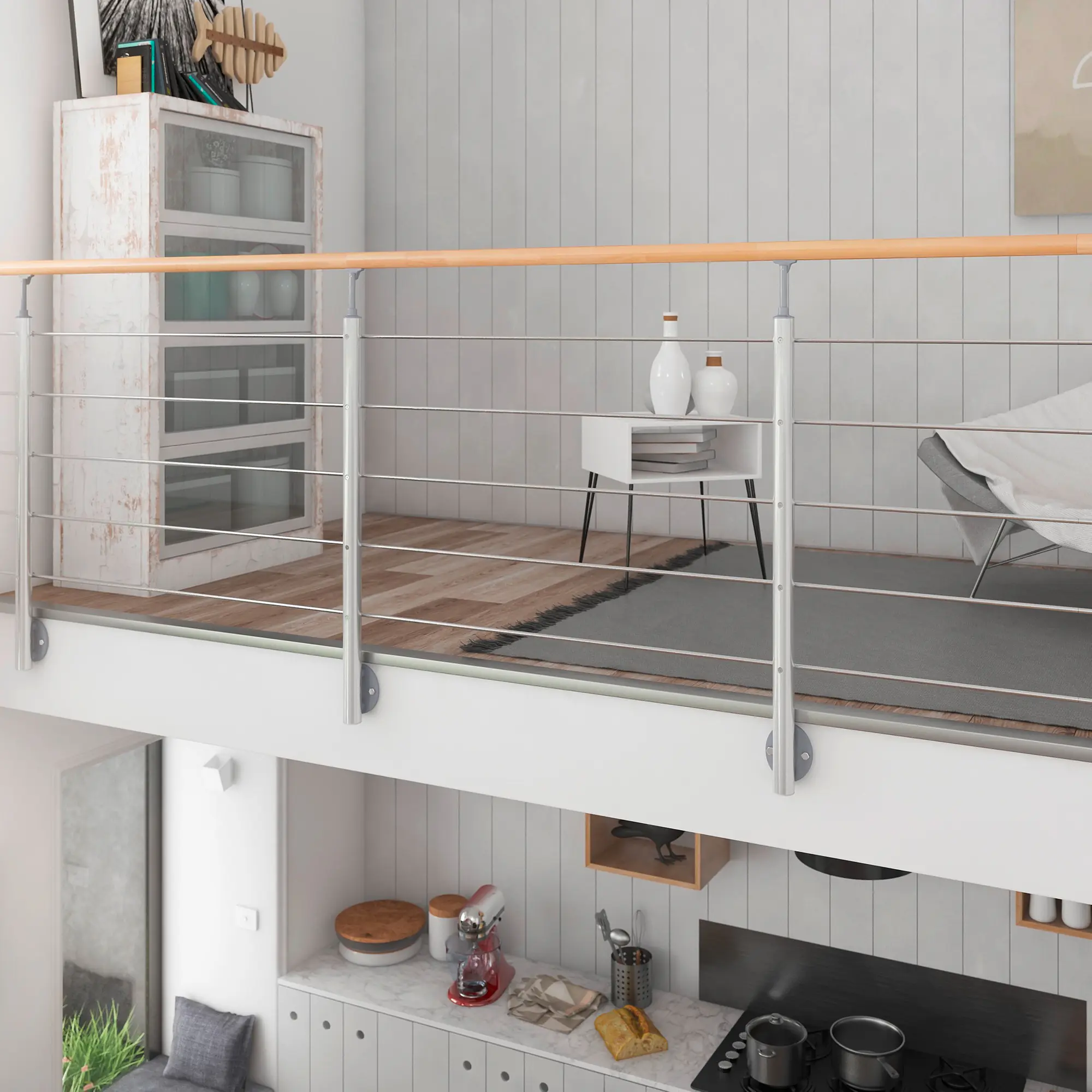 DOLLE Geländerset PS 031 Aluminium mit Buchehandlauf 150 cm
