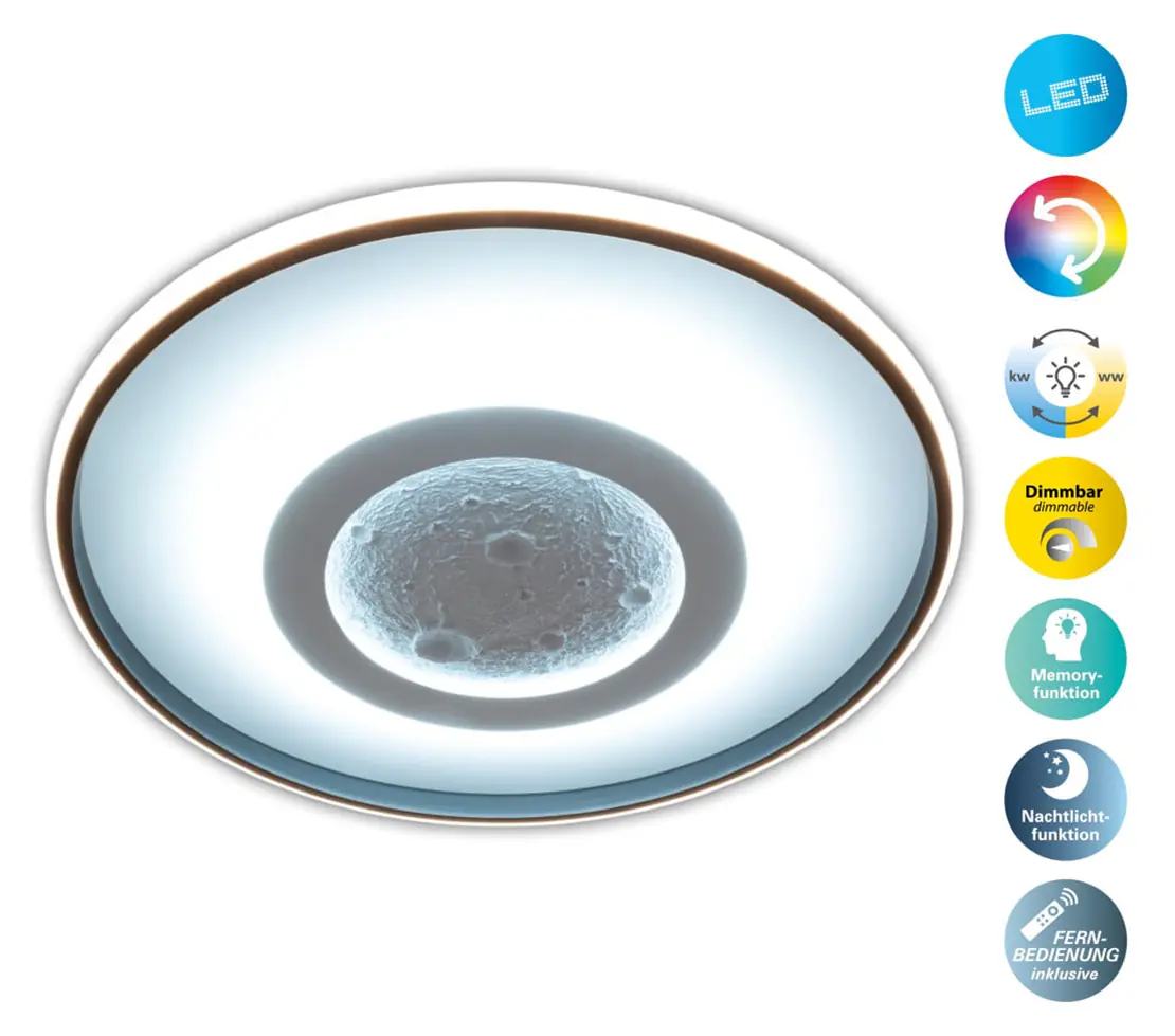 Light & More LED Deckenleuchte mit Mondstruktur Ø 50 cm