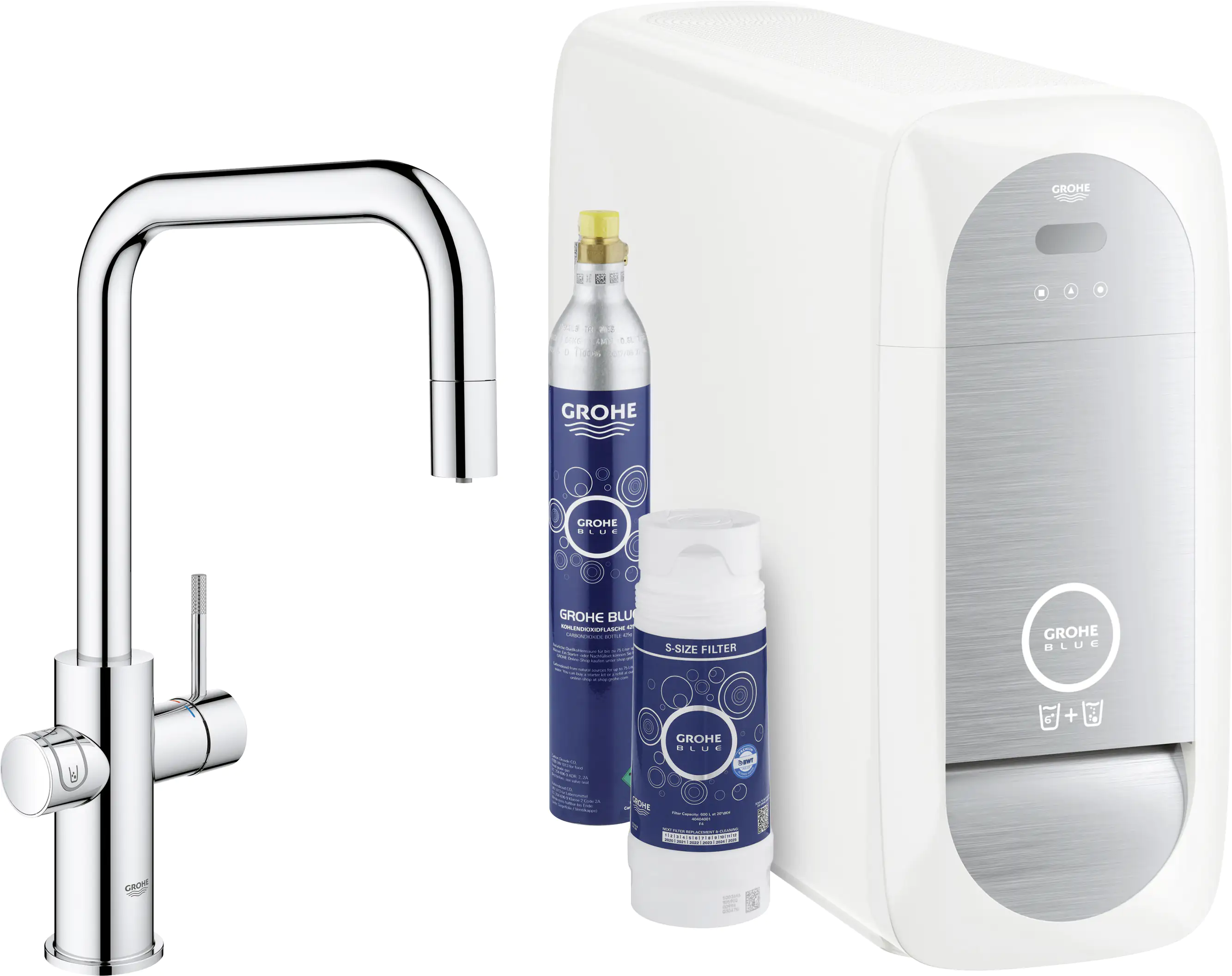 Grohe Blue Home U-Auslauf Starter Kit mit herausziehbarem Mousseurauslauf chrom