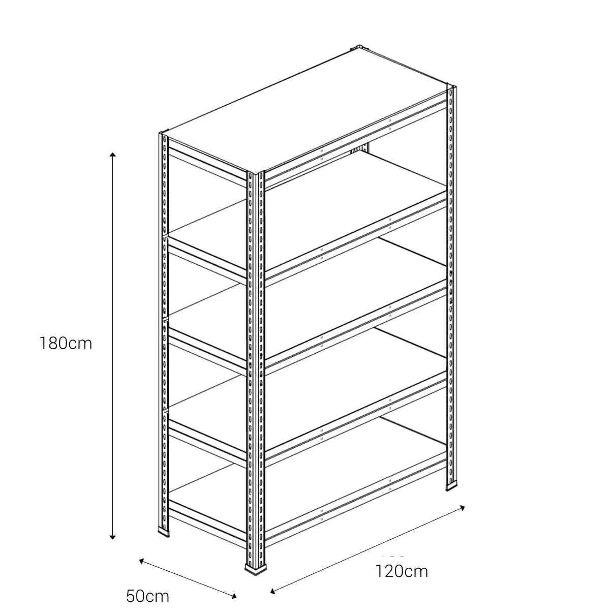 Rivet Metallsteckregal L 180 x 120 x 50 cm 5 Holzböden 1500 kg
